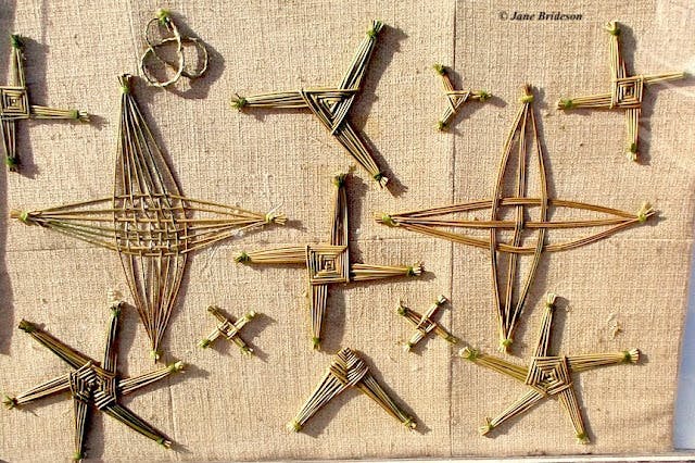 Brigid's Cross Handiwork Collection of handmade Brigid's Crosses in various materials.