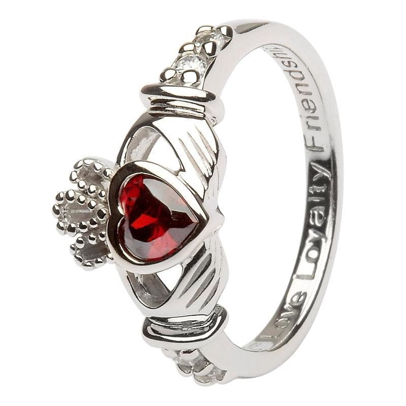 Womens January Birthstone Ring in Real Sterling Silver
