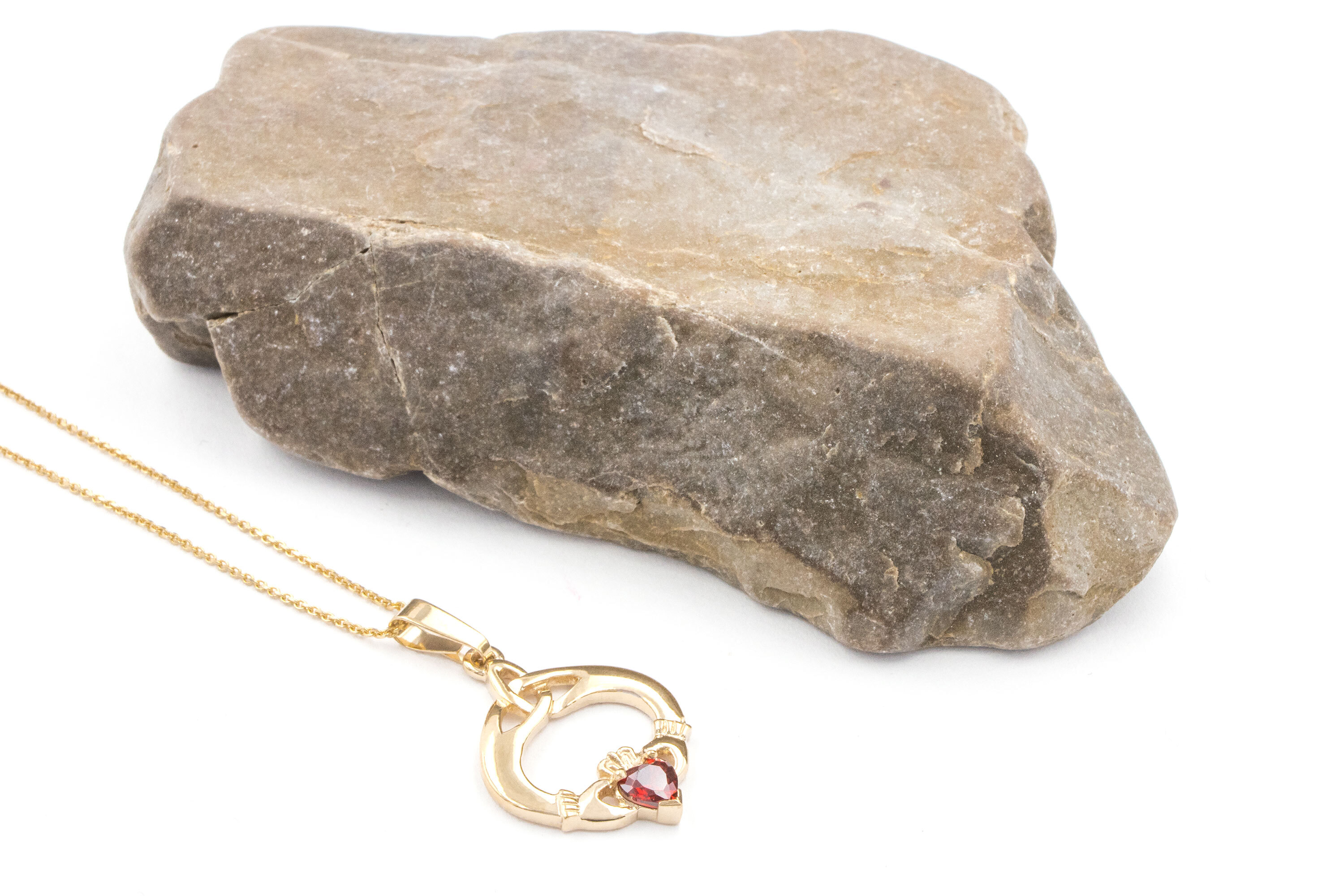 Real Yellow Gold January Birthstone Necklace For Women