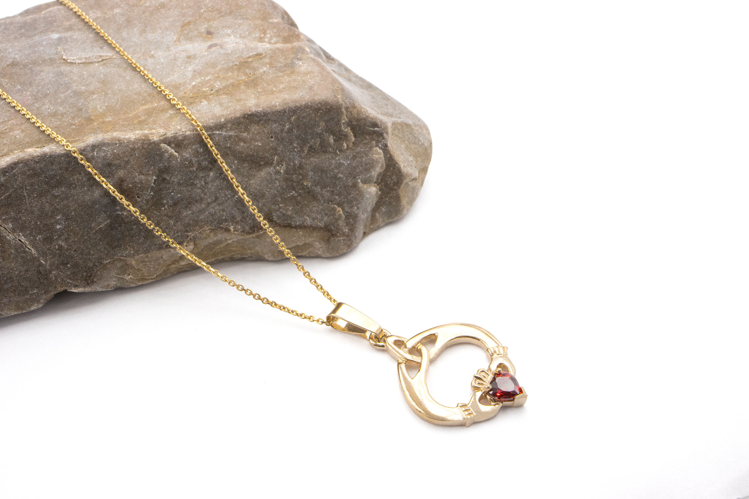 Personalised 10K Yellow Gold January Birthstone Necklace For Women
