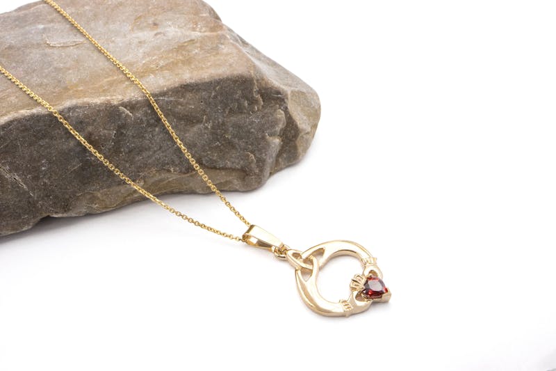 Personalized 10K Yellow Gold January Birthstone Necklace For Women