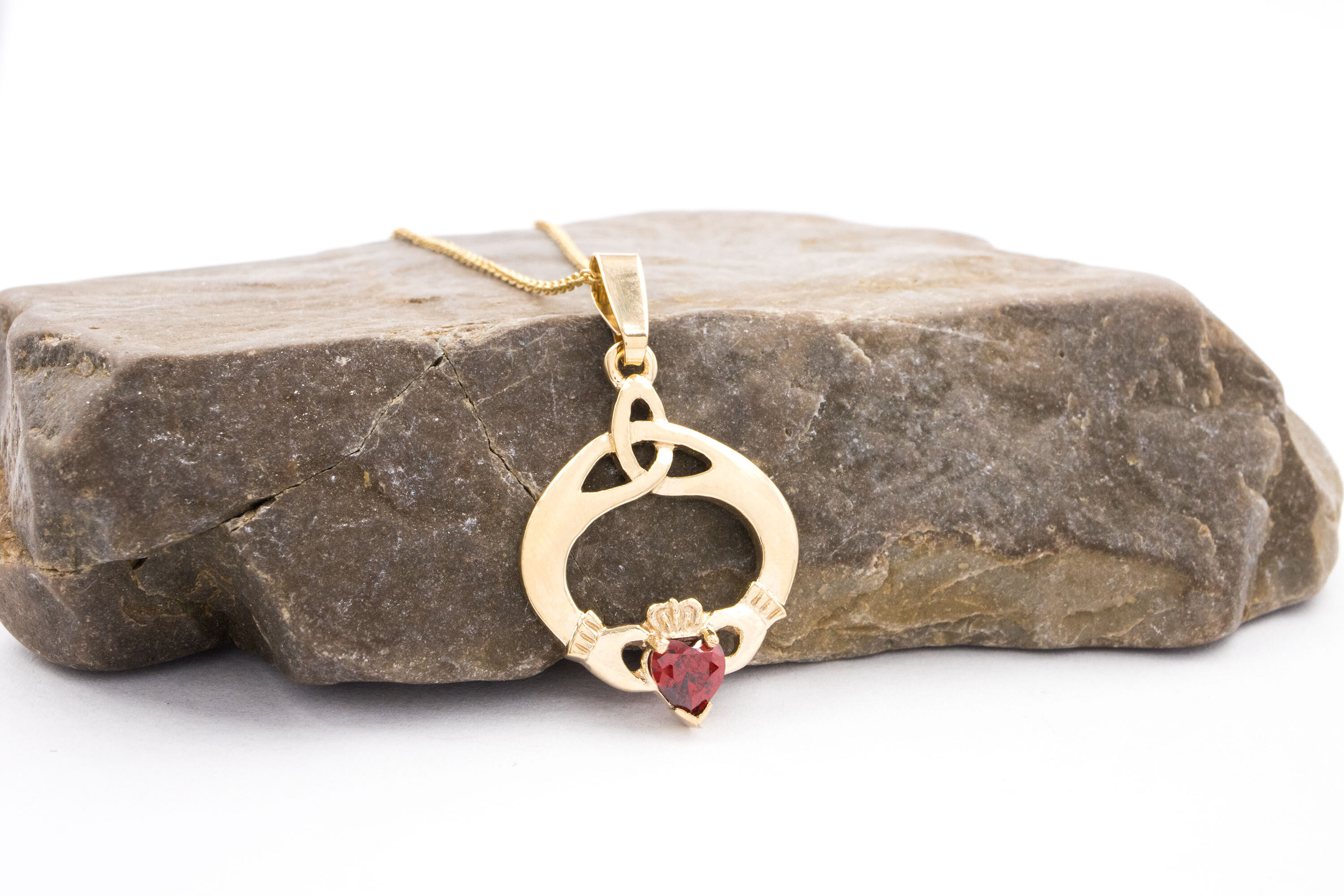 Genuine Yellow Gold January Birthstone Necklace For Women