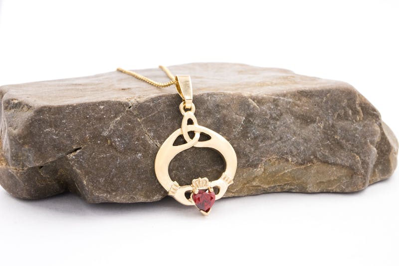 Genuine Yellow Gold January Birthstone Necklace For Women