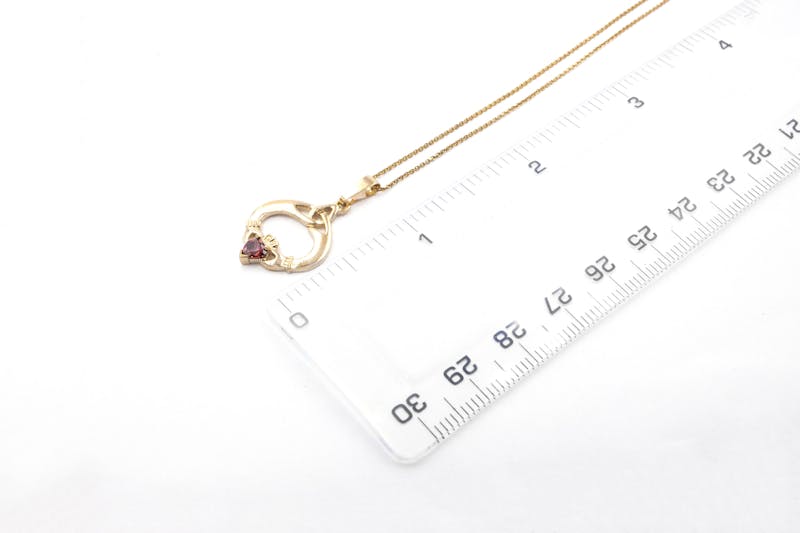 Womens January Birthstone Necklace in Yellow Gold