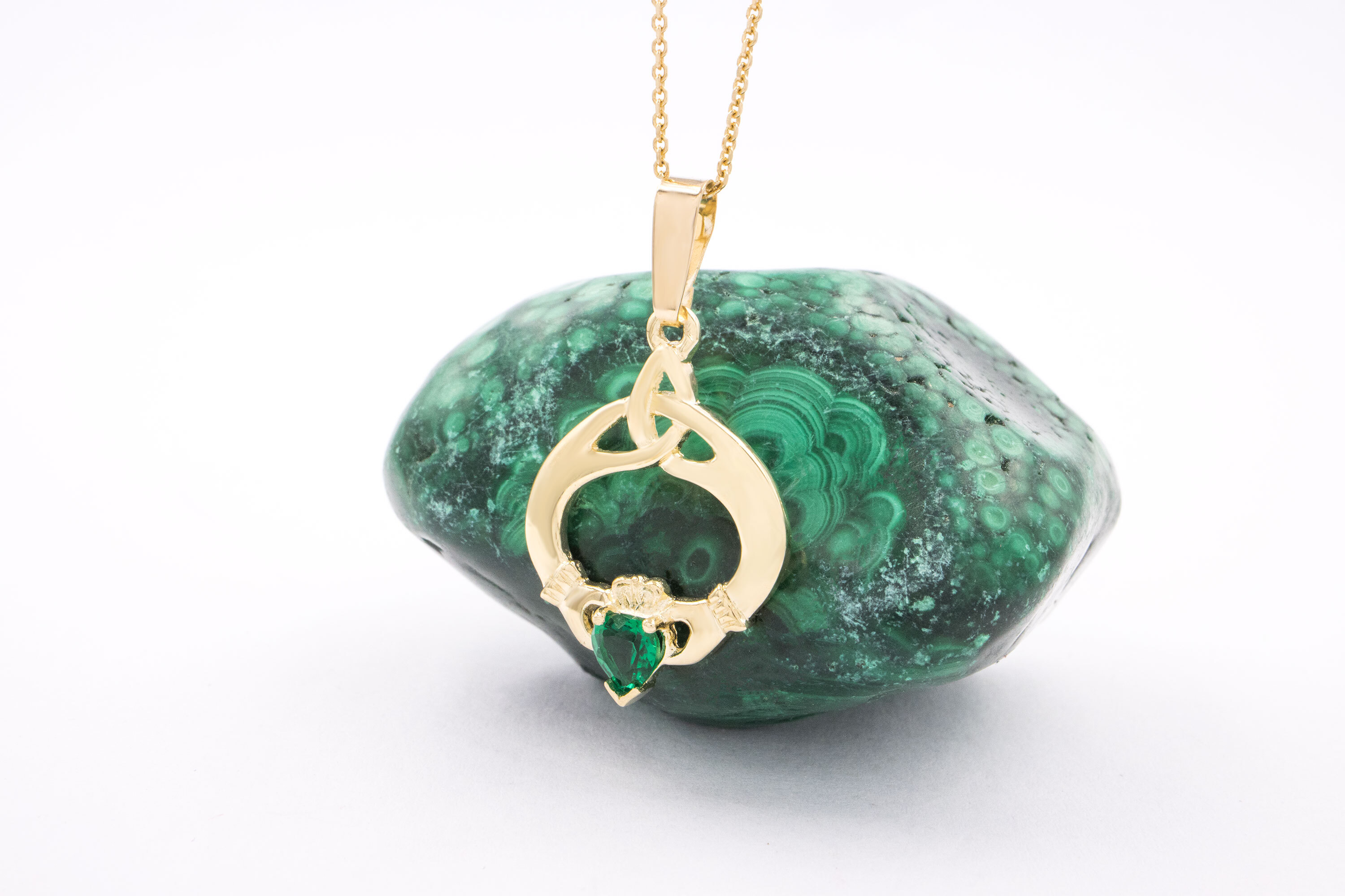 Personalized Yellow Gold May Birthstone Necklace For Women