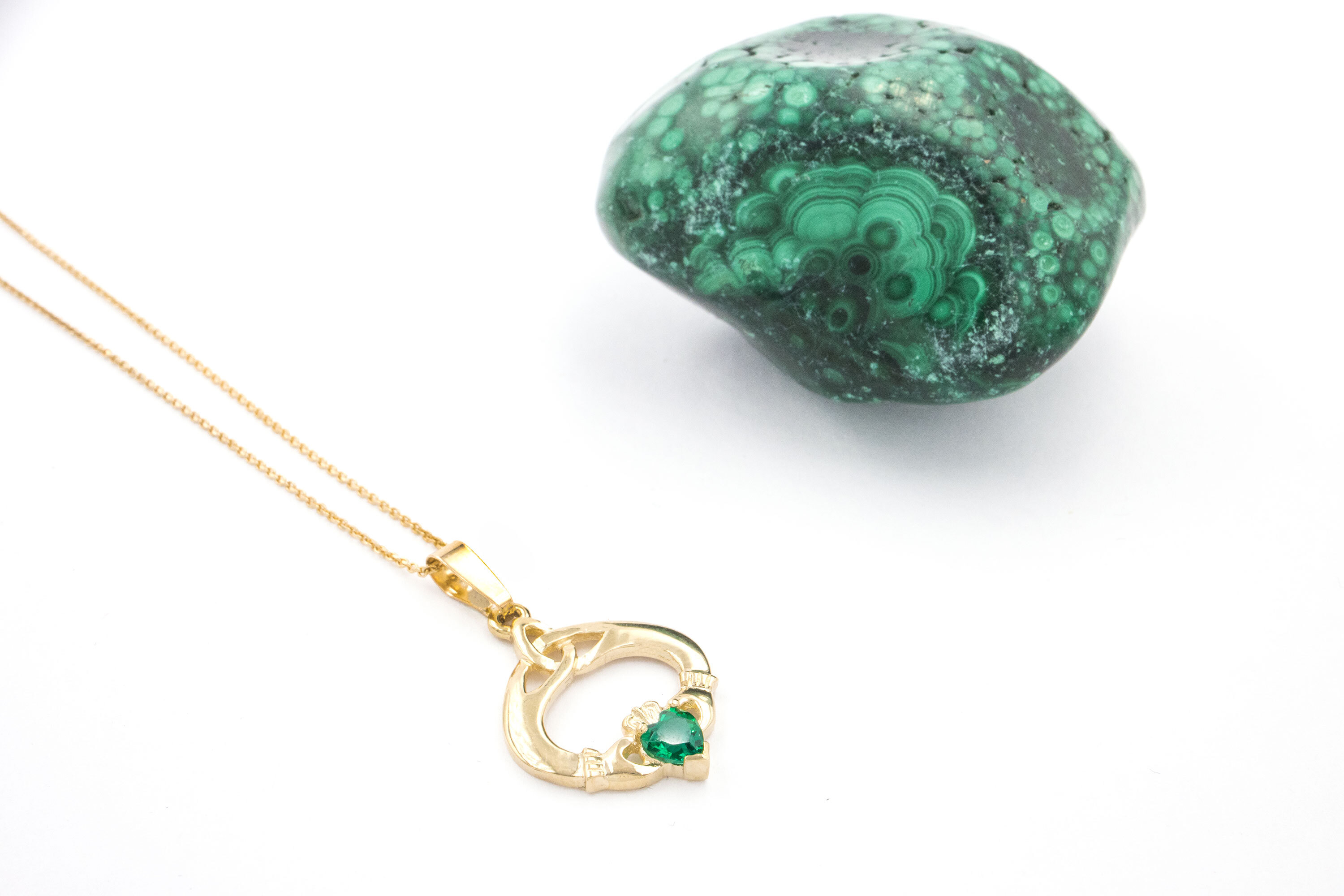 Womens May Birthstone Necklace in Yellow Gold