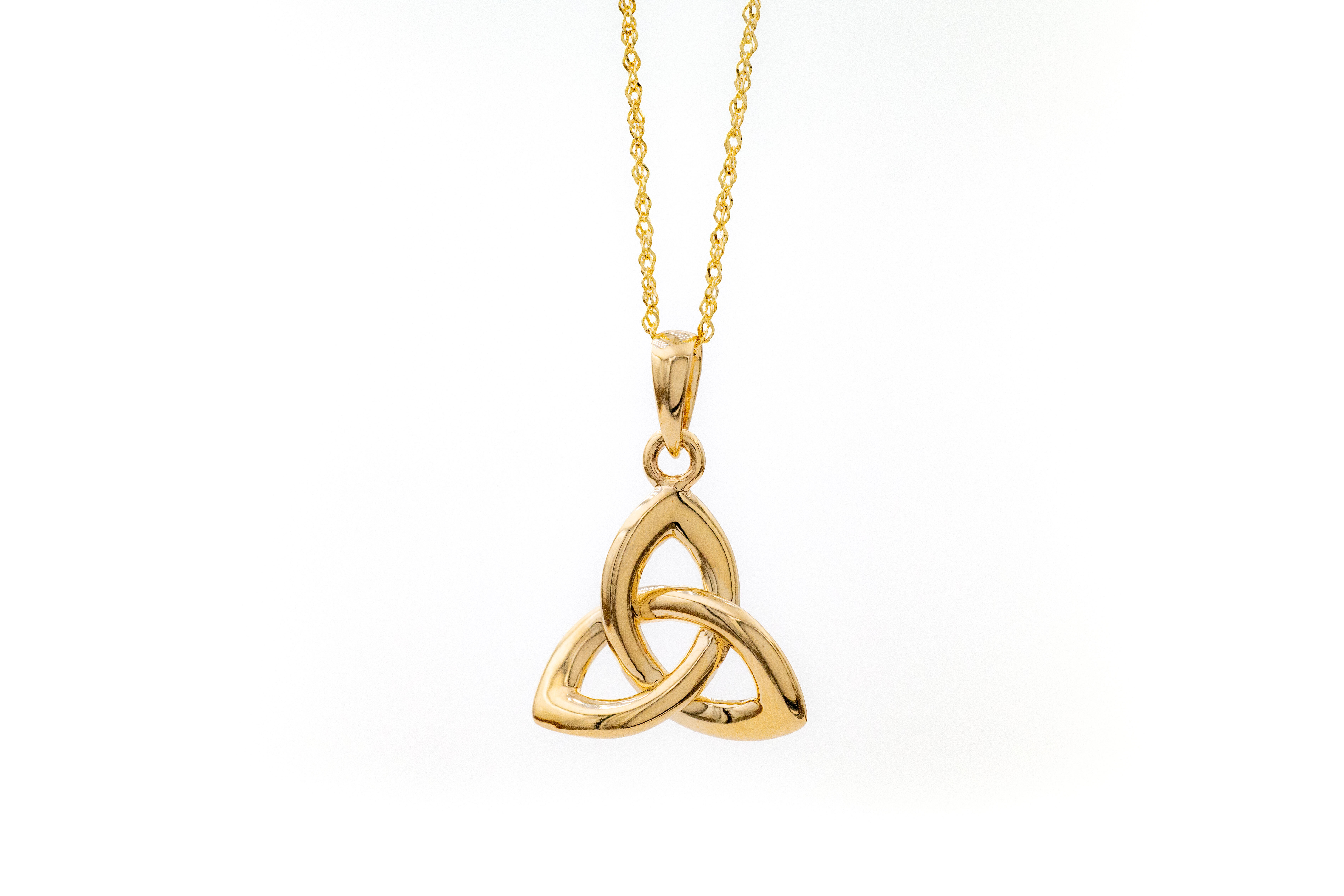 Gorgeous 10K Yellow Gold Trinity Knot Necklace For Women