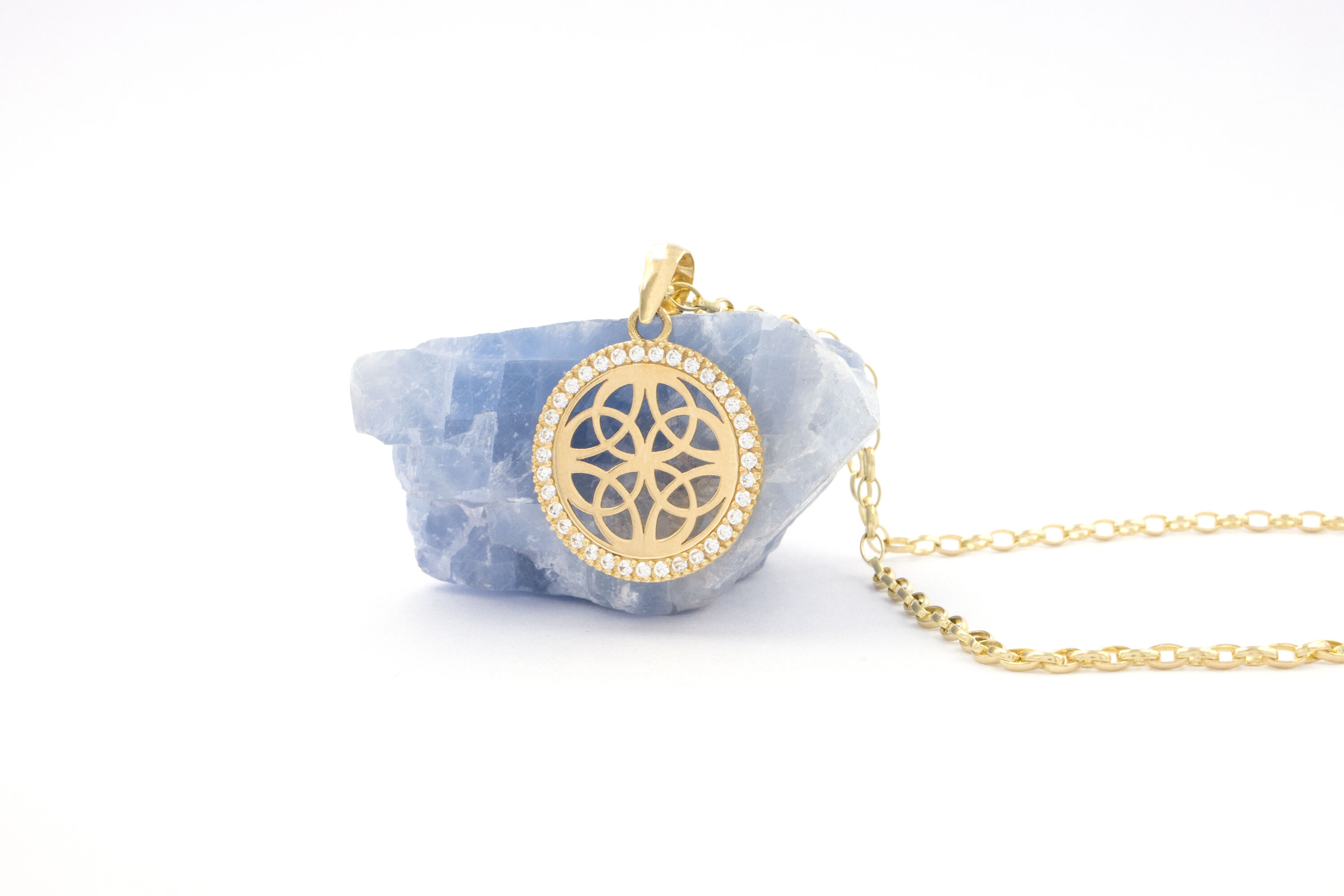 Womens Celtic Knot Necklace in Real Yellow Gold