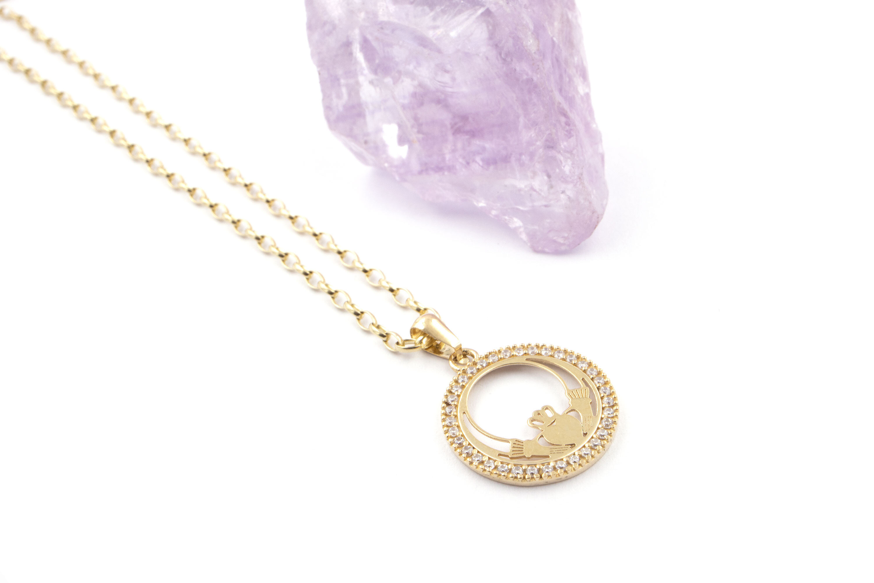 Claddagh - Shown with Light Cable Chain