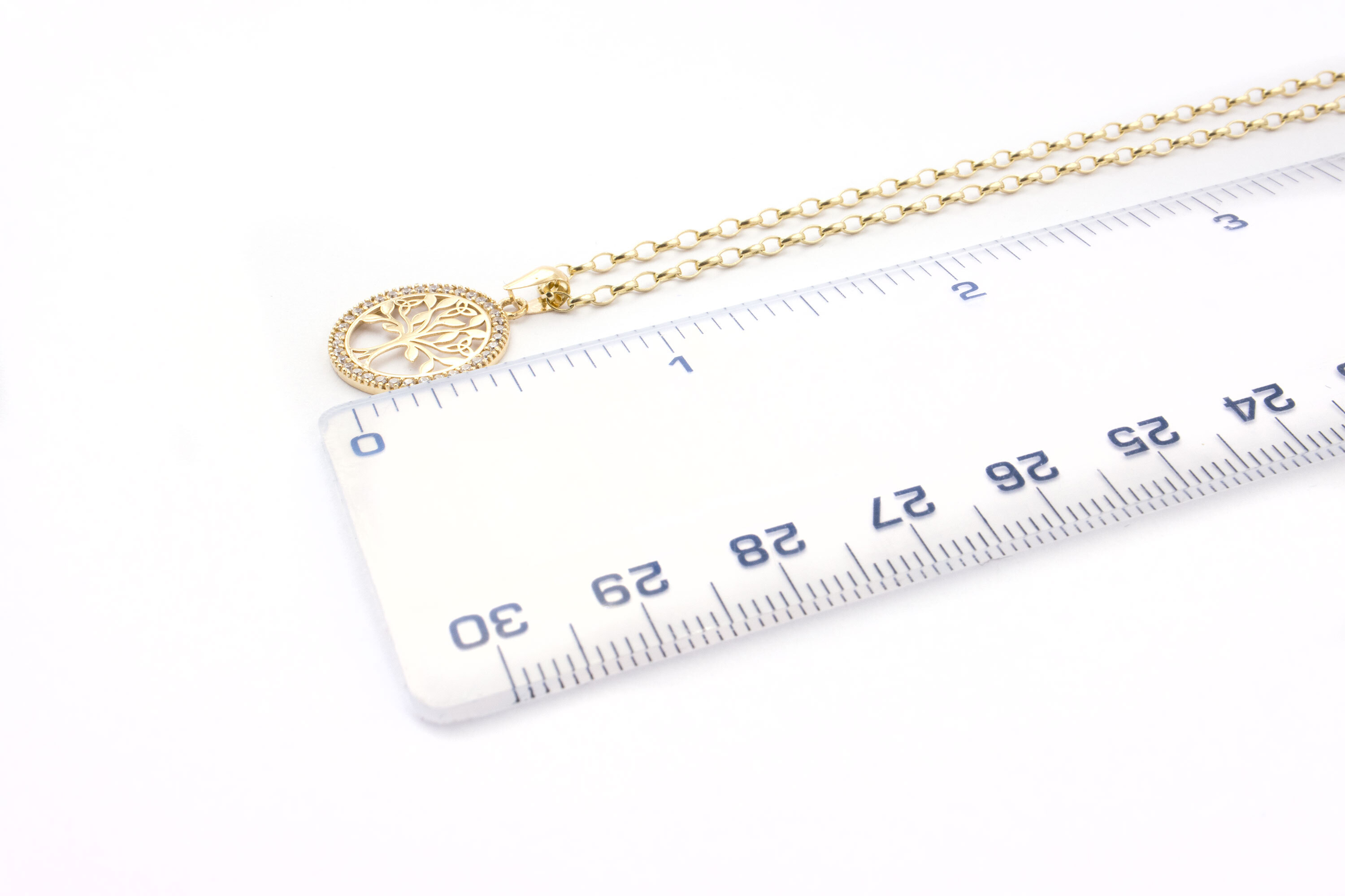 Authentic 10K Yellow Gold Tree of Life Necklace For Women. Picture For Scale.