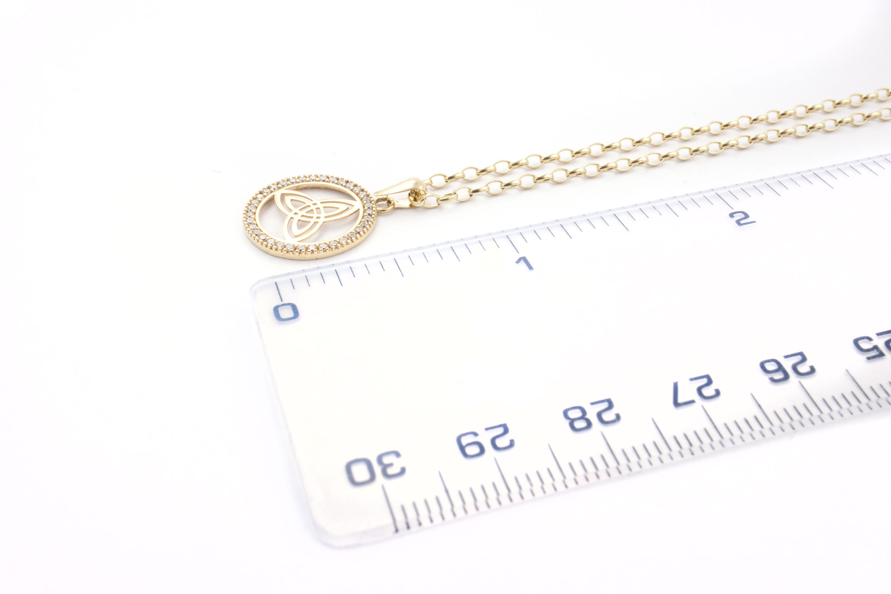 Womens 10K Yellow Gold Trinity Knot Necklace. Picture For Scale.