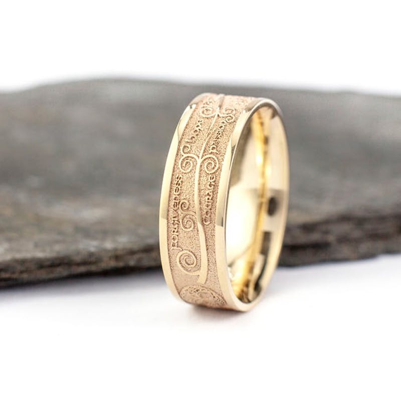 Gold Tree Of Life Ring - 5mm Wide and 7mm Wide