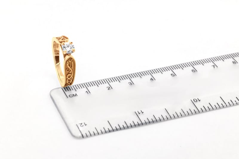 Luxurious Yellow Gold Celtic Warrior Ring With a Florentine Finish For Women