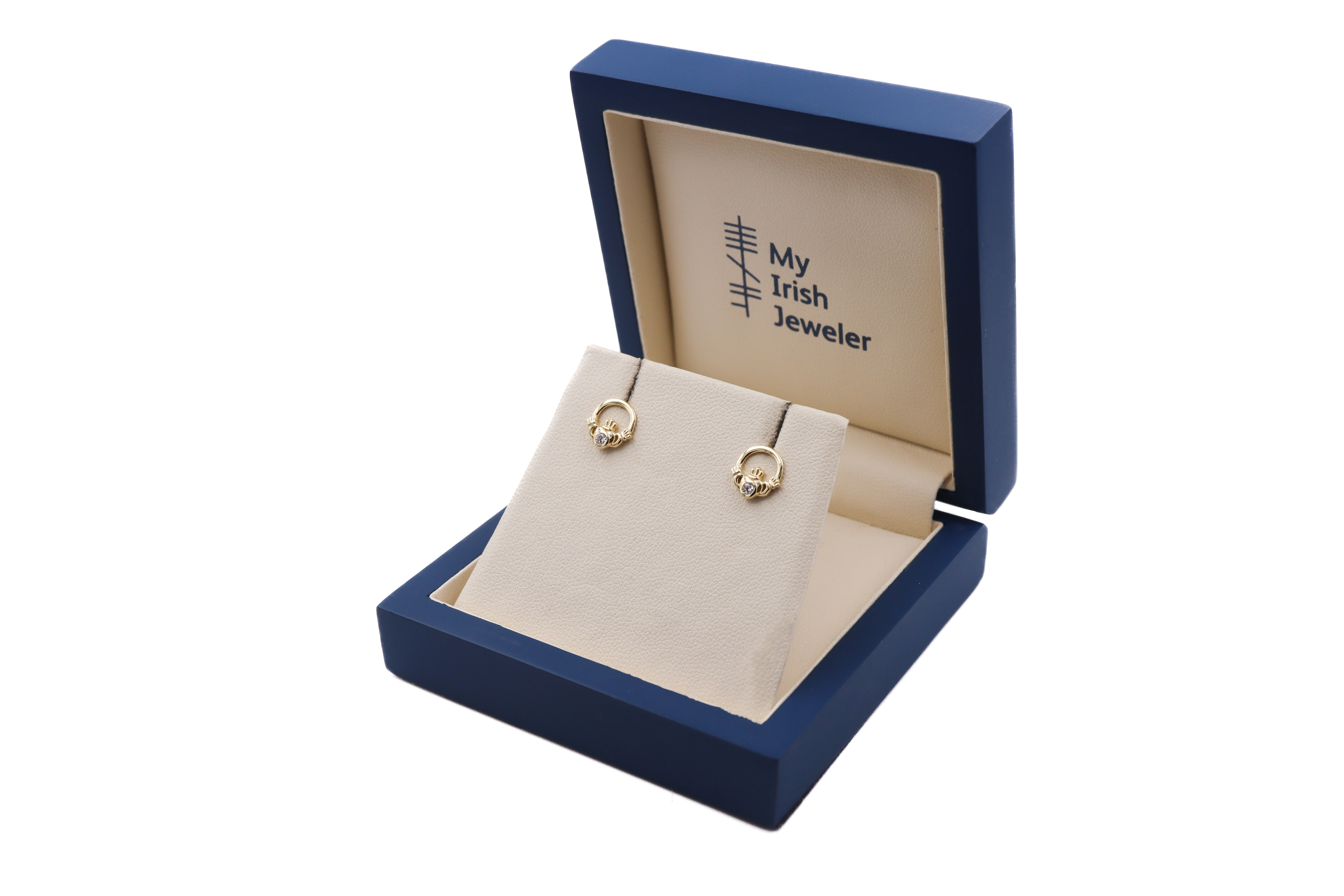 Genuine 14K Yellow Gold Claddagh Gift Set For Women With a Polished Finish. In Luxury Packaging.