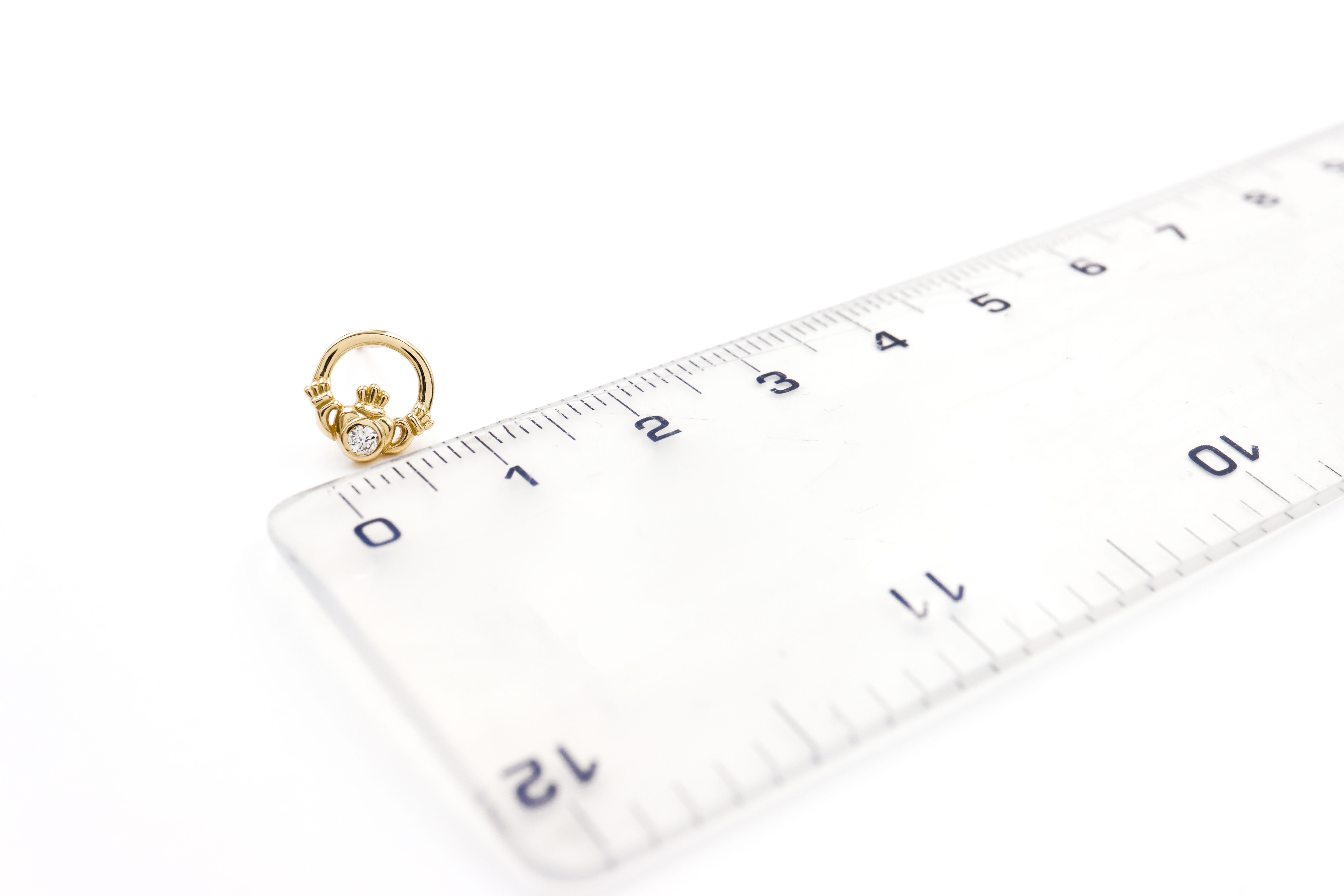 Womens Polished Claddagh Gift Set in Real Yellow Gold. Picture For Scale.