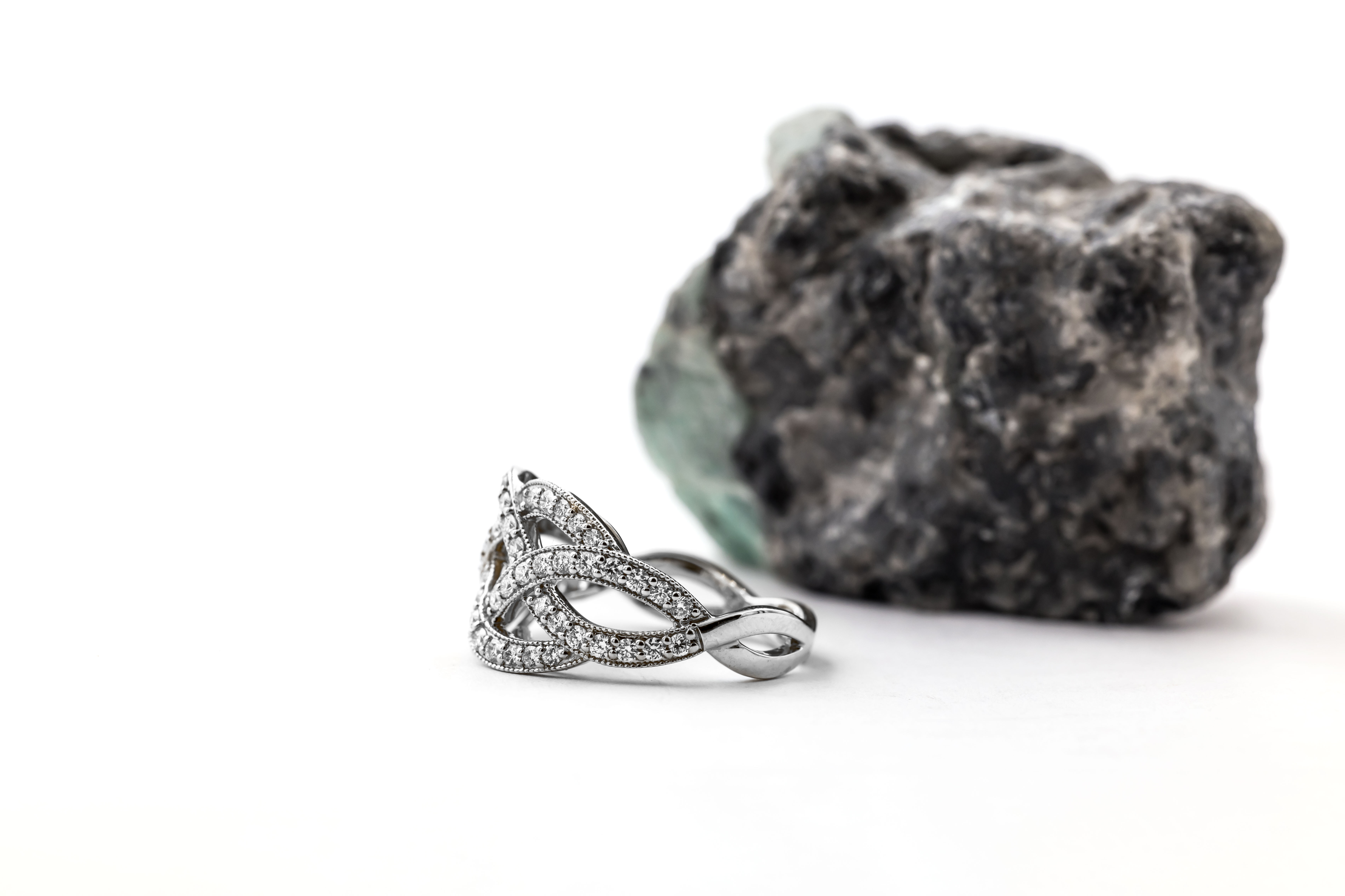 Real White Gold Celtic Knot Ring For Women