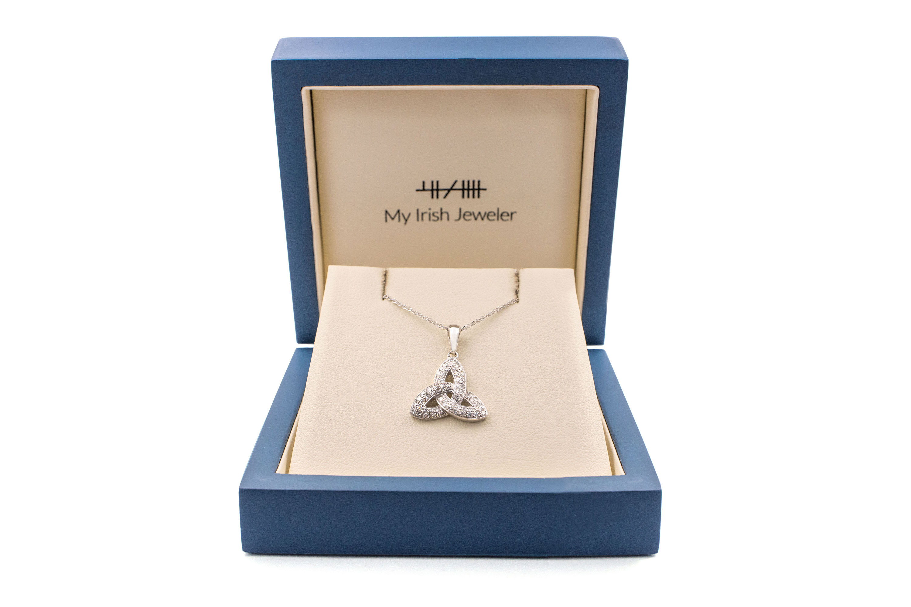 Womens Trinity Knot Gift Set in Real 14K White Gold