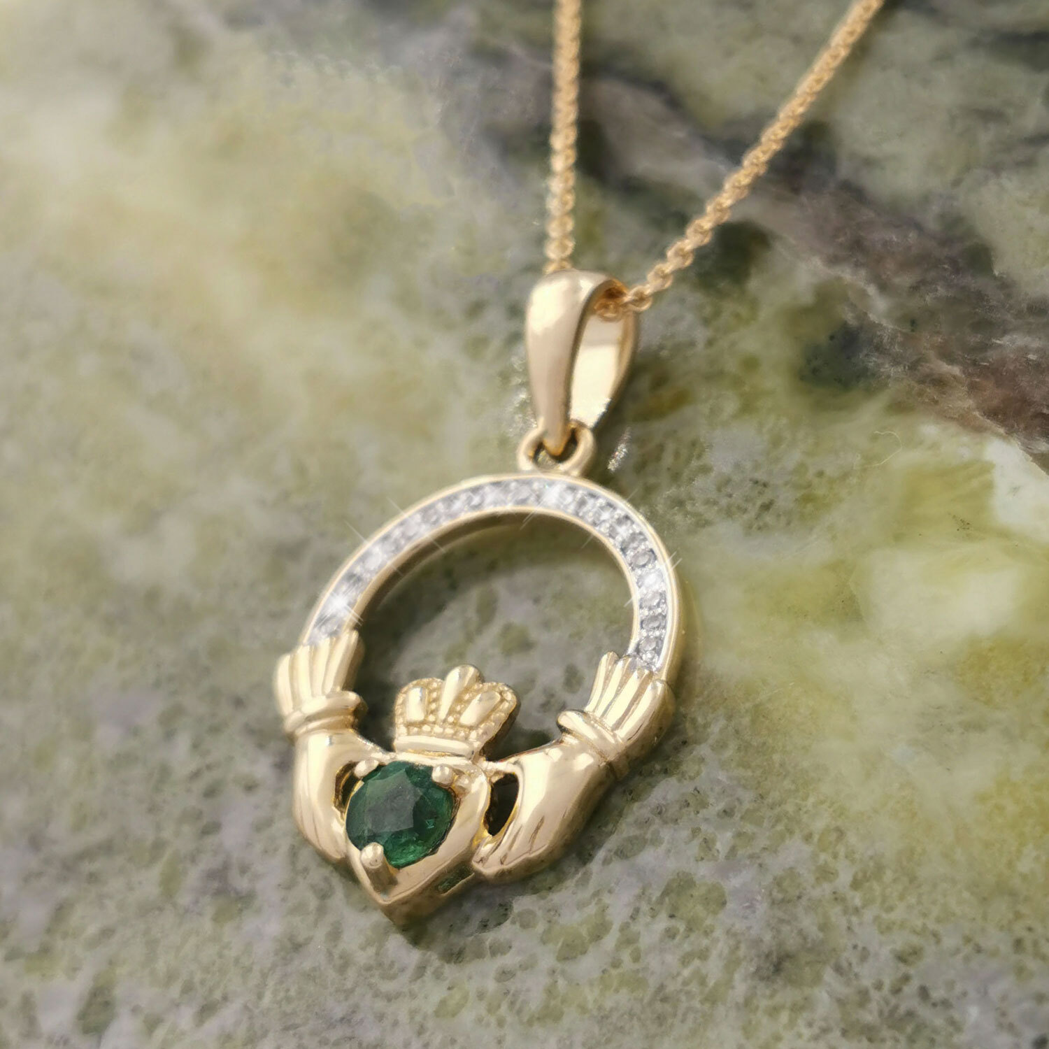 Claddagh Necklace, Heart Pocket Watch Locket, Irish Jewelry, Emerald Green  Swarovski Crystal, Gift Under 2… | Claddagh necklace, Irish jewelry, Irish  wedding rings