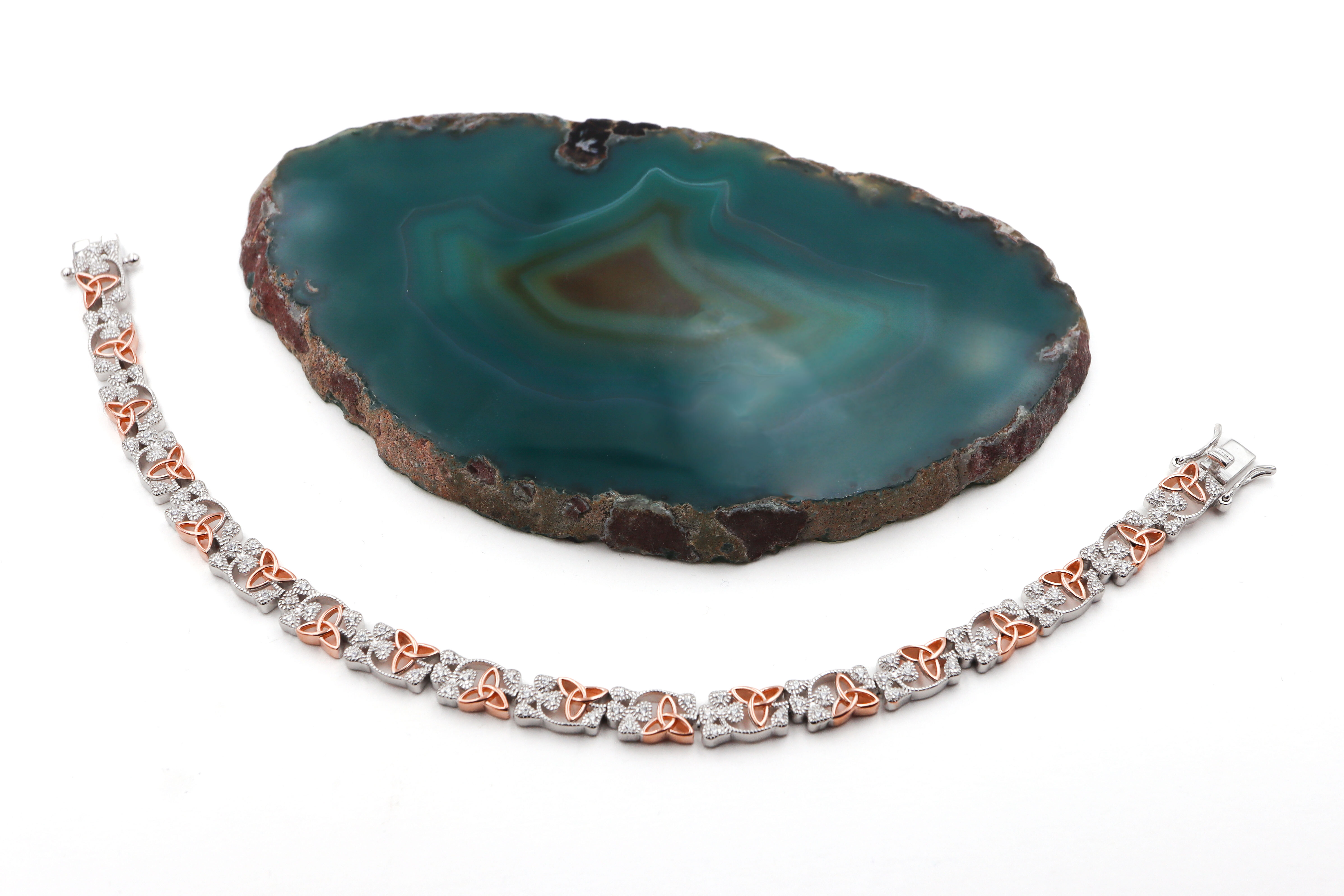 14K Gold Diamond and Trinity Knot Bracelet