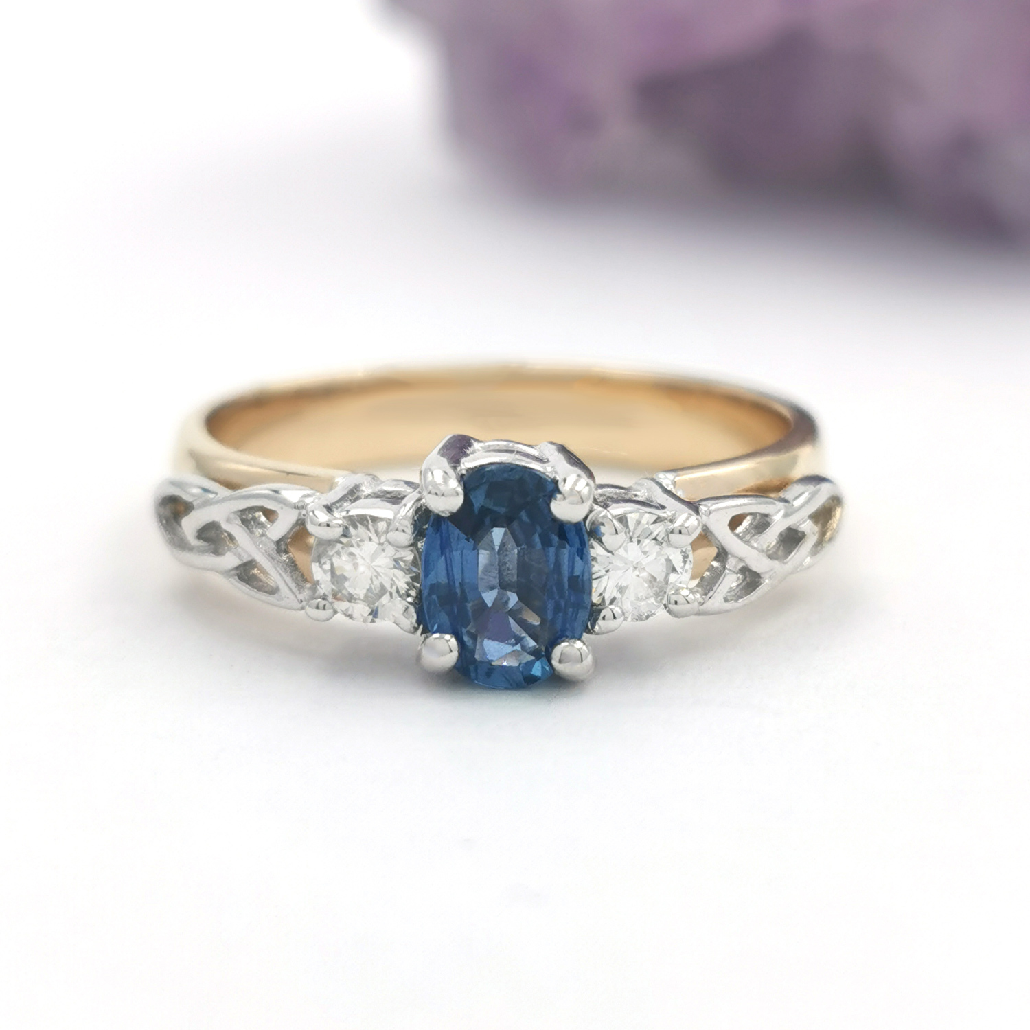 Trinity Knot Three Stone Ring