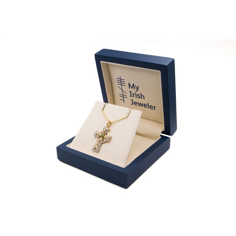 Gorgeous 14K Yellow Gold Celtic Cross Necklace For Women. In Luxury Packaging.