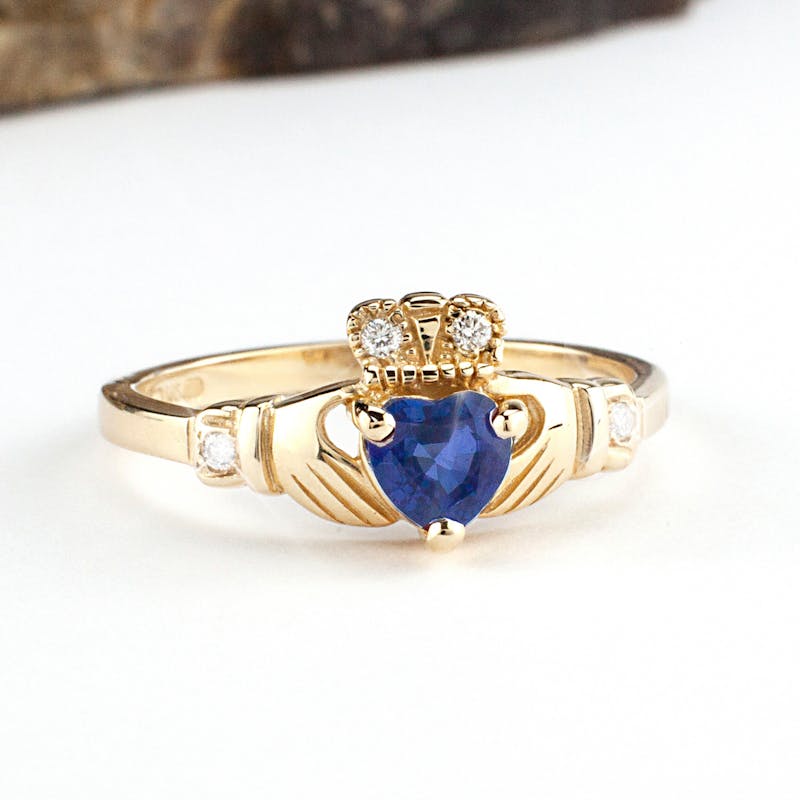 14k Sapphire And Diamond Claddagh Ring, From… My Irish Jeweler