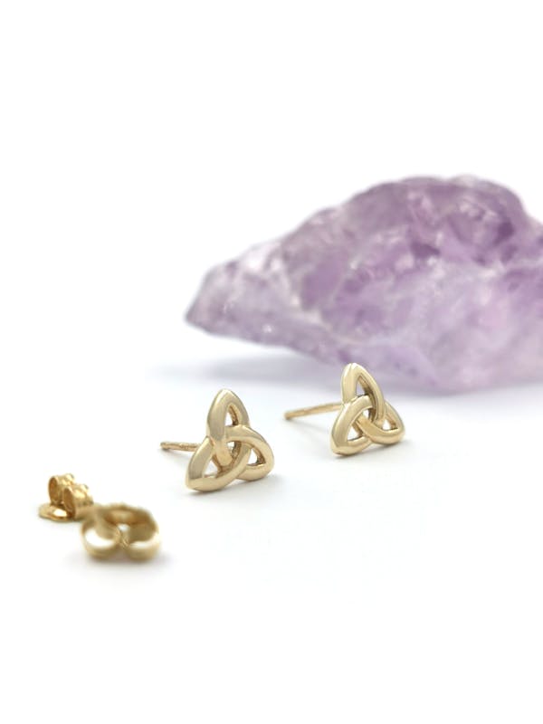 Luxurious 14K Yellow Gold Trinity Knot Earrings For Women