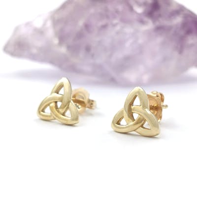 14K Gold Trinity Knot Stud Earrings
