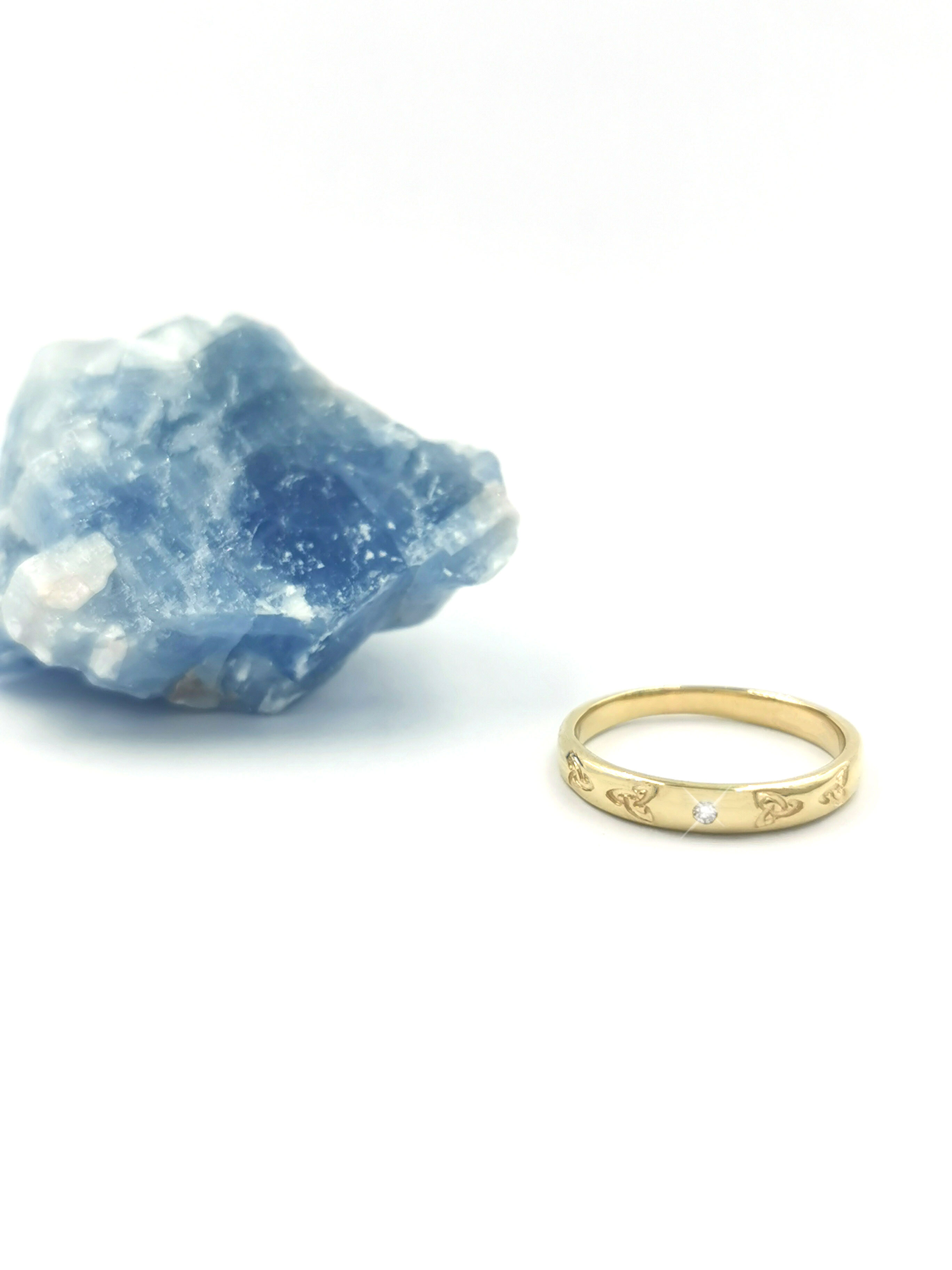 Womens Trinity Knot Wedding Ring in Real 14K Yellow Gold