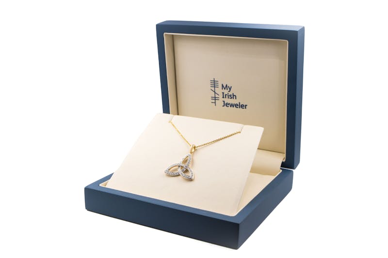 Real 14K Yellow Gold Trinity Knot Necklace For Women