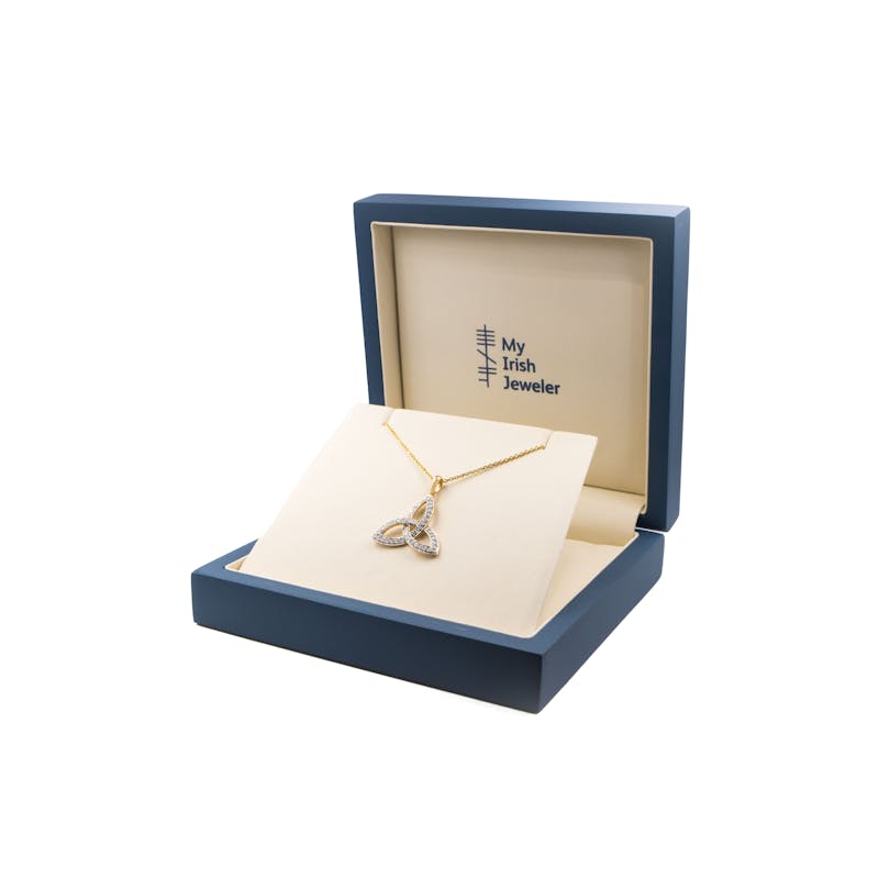 Real 14K Yellow Gold Trinity Knot Necklace For Women