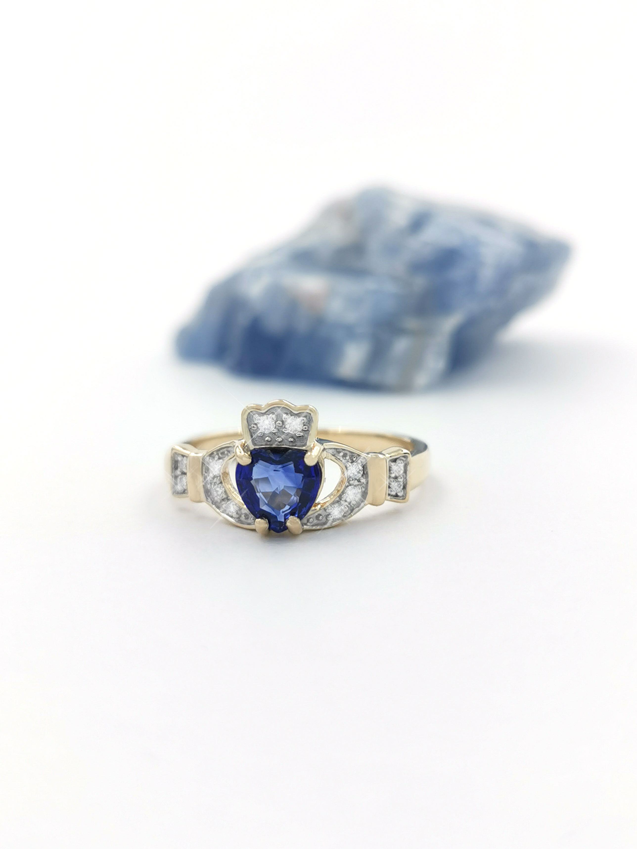 Irish 14K Yellow Gold Claddagh Engagement Ring With a Polished Finish For Women