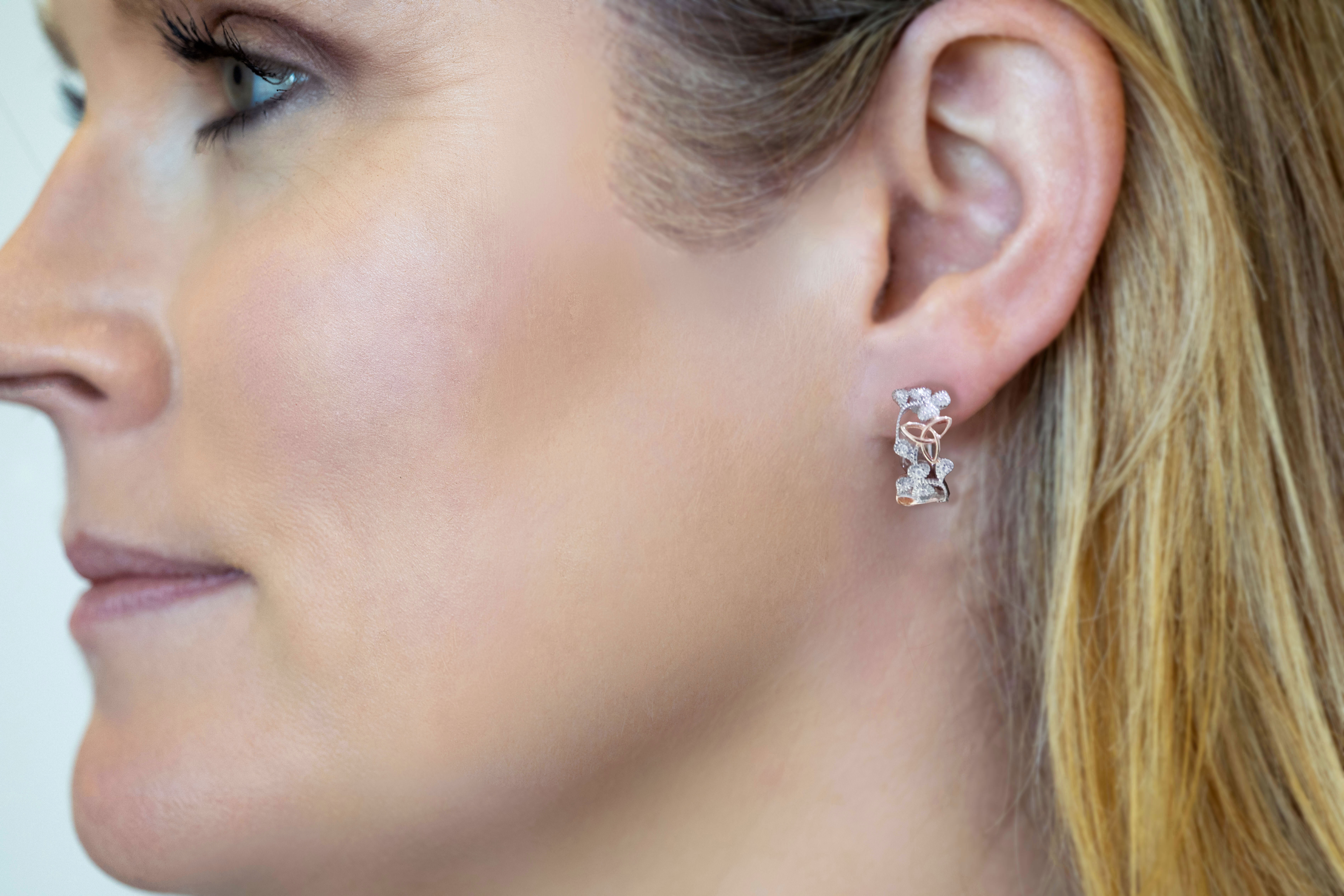 Womens Irish Sterling Silver Trinity Knot Earrings - Model Photo