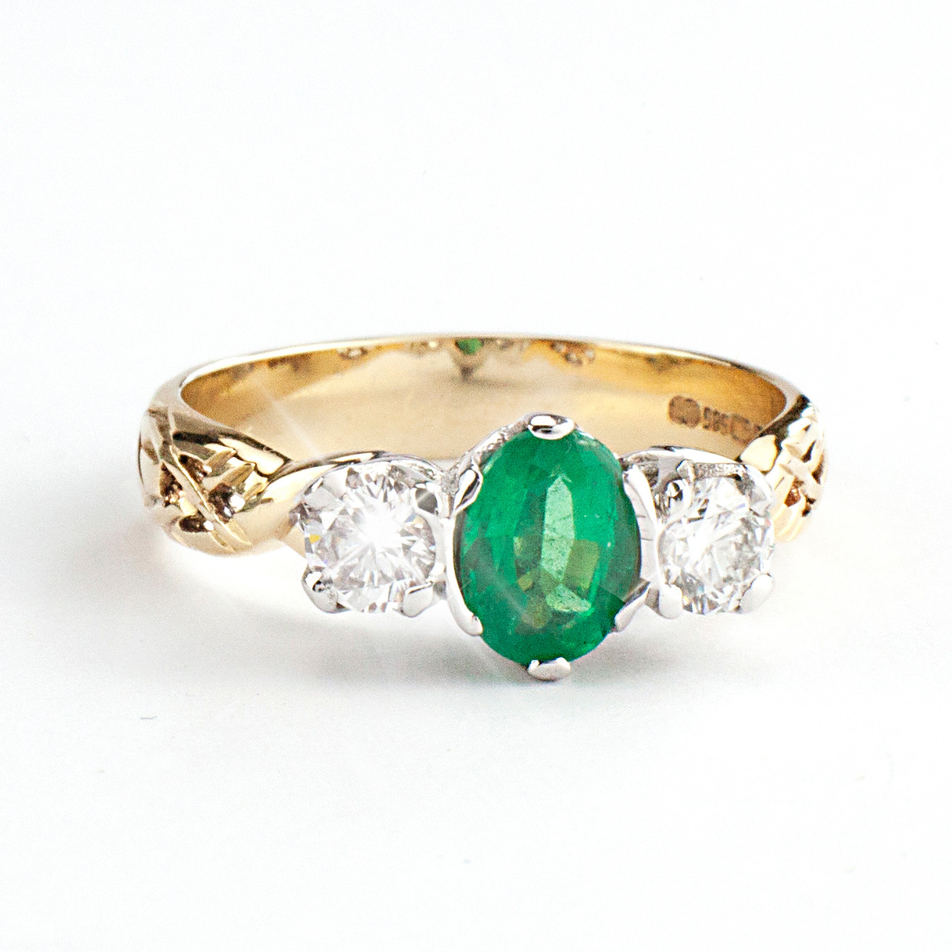2.07ct Blue Sapphire Diamond 3 Stone Engagement Ring