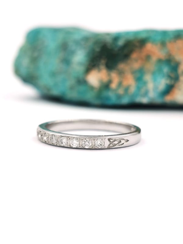 Irish 18K White Gold Trinity Knot Wedding Ring For Women