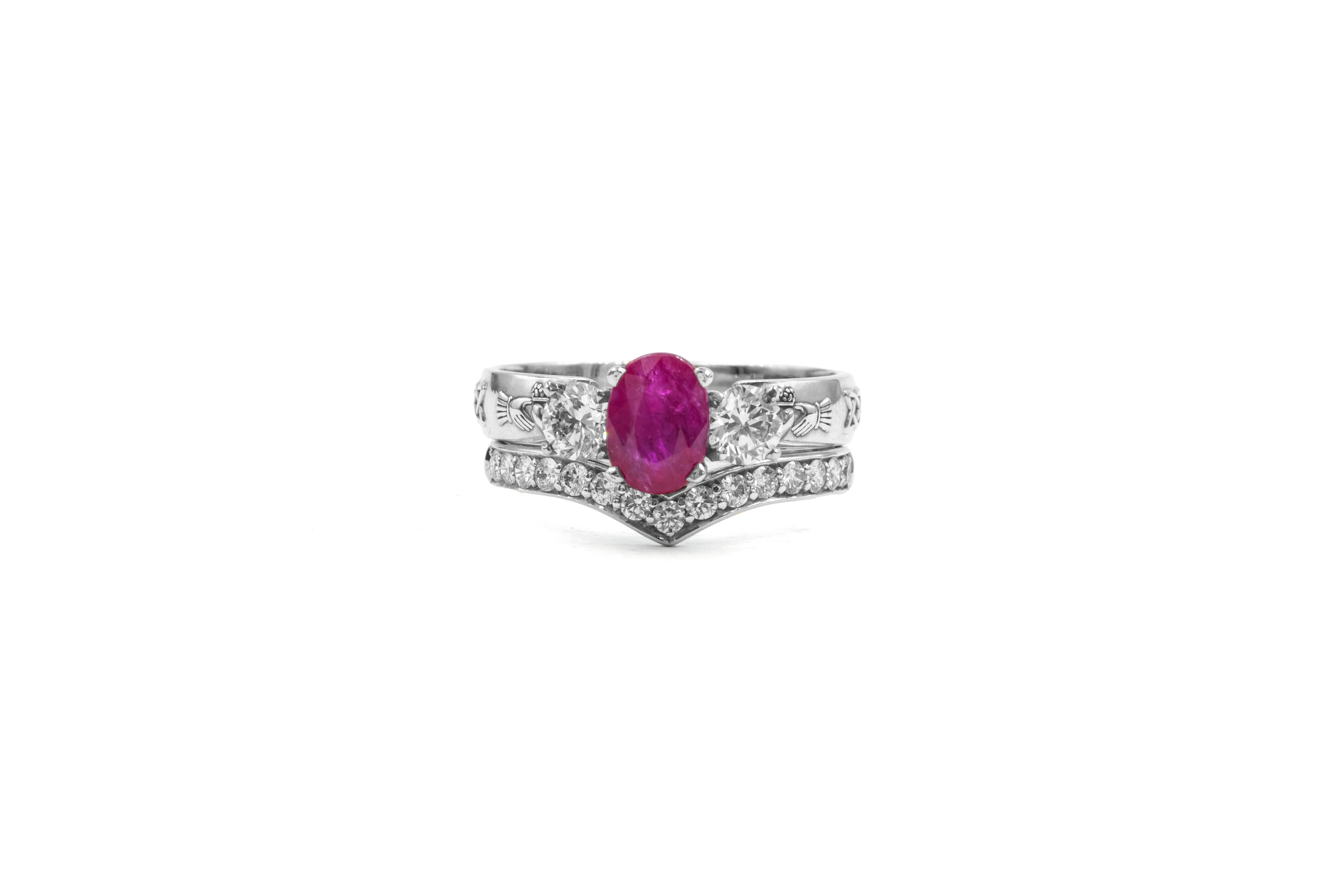 Womens Claddagh & Celtic Knot 0.75ct Natural Ruby Engagement Ring in Real White Gold