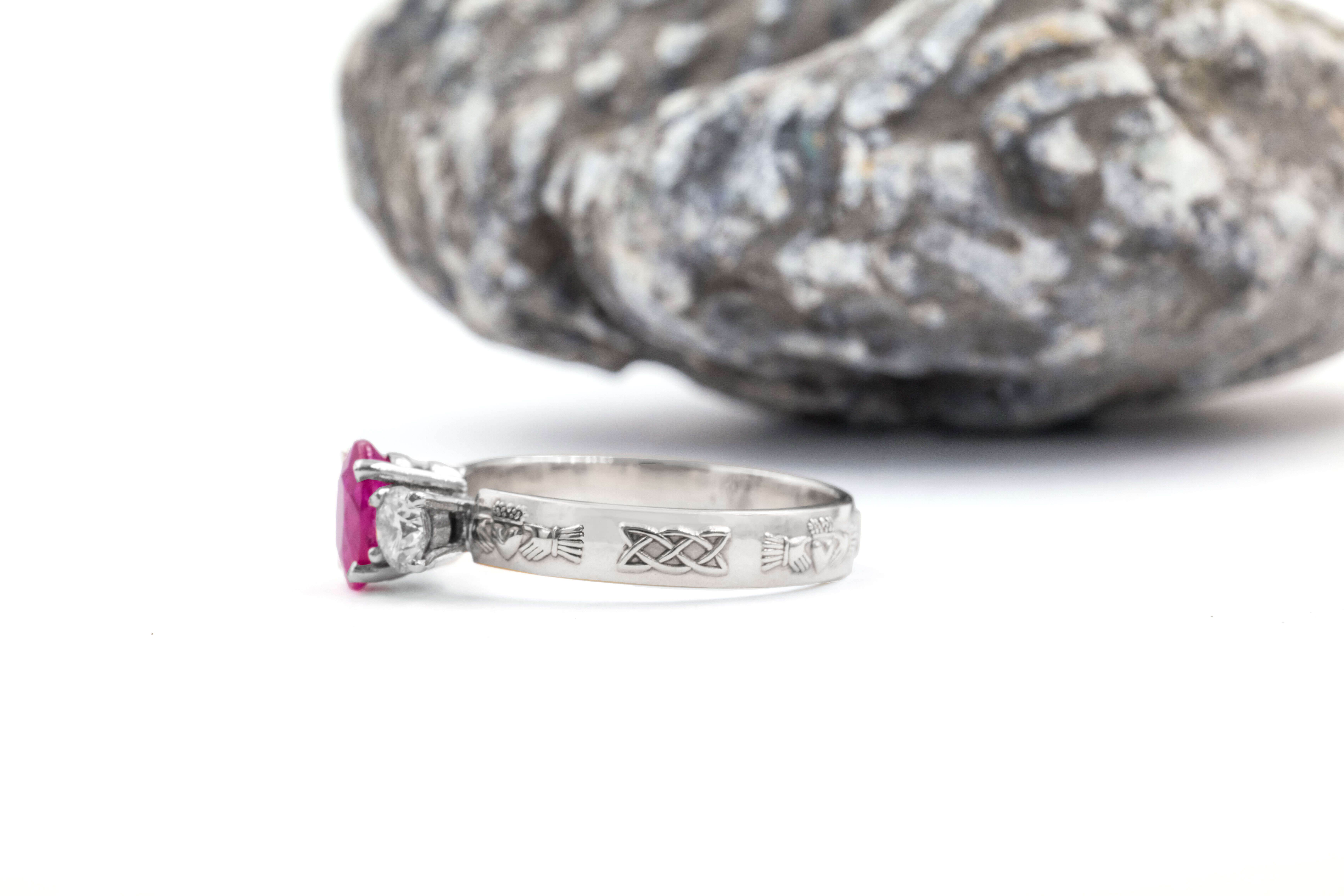 Romantic 14K White Gold Claddagh Engagement Ring For Women