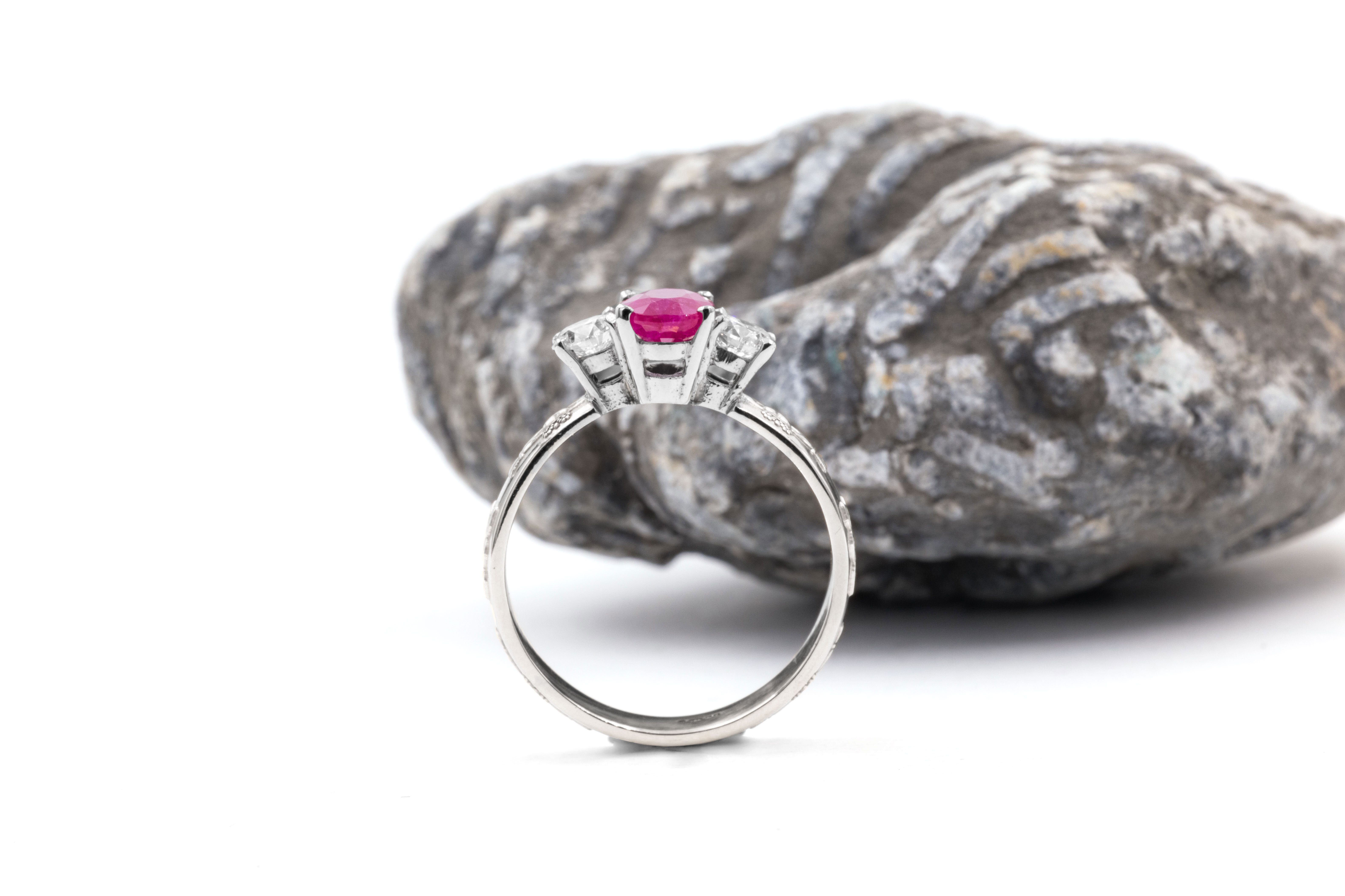 Authentic 14K White Gold Claddagh & Celtic Knot 0.75ct Natural Ruby Engagement Ring For Women