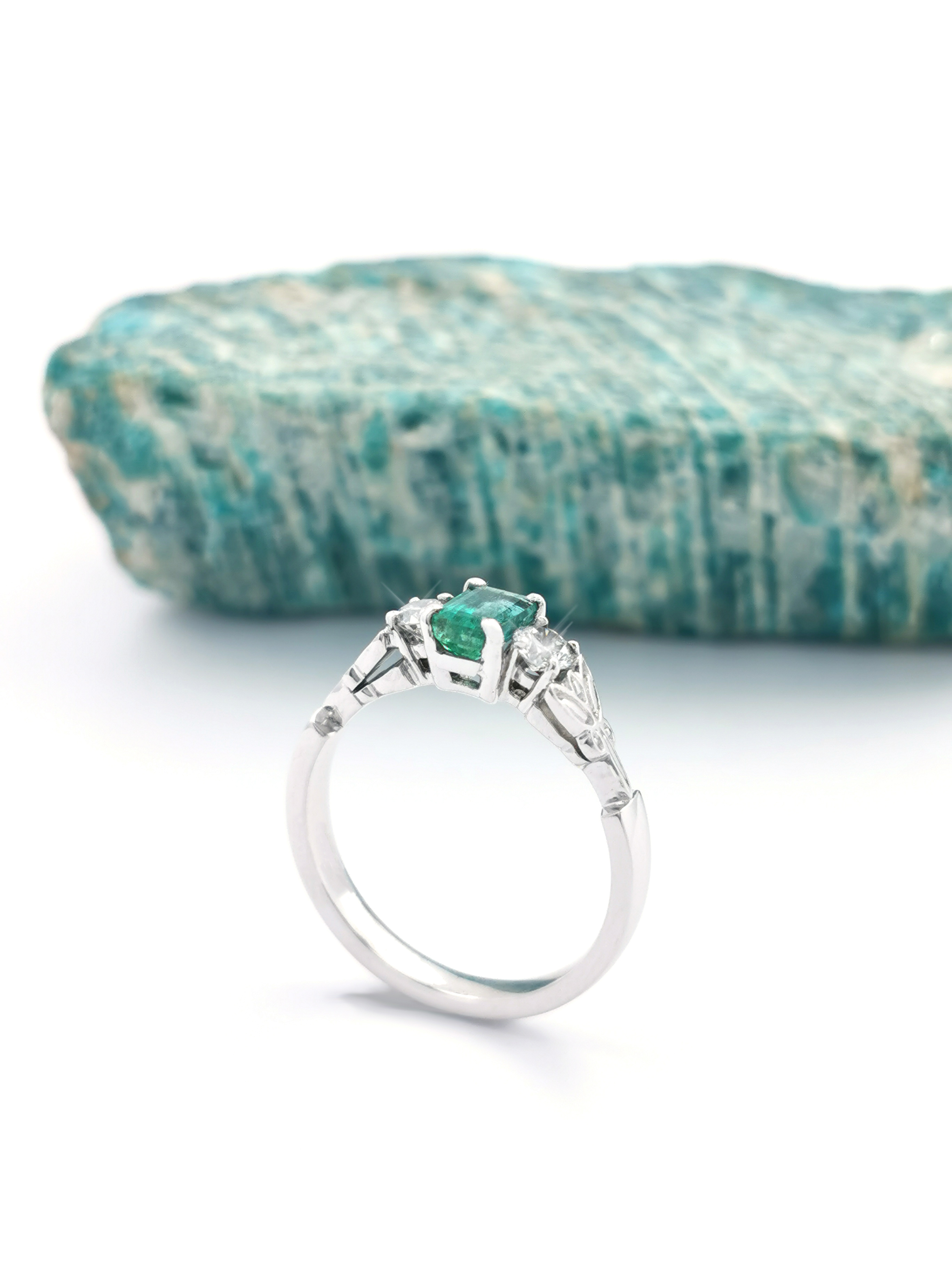 Womens Trinity Knot Engagement Ring in Real 14K White Gold
