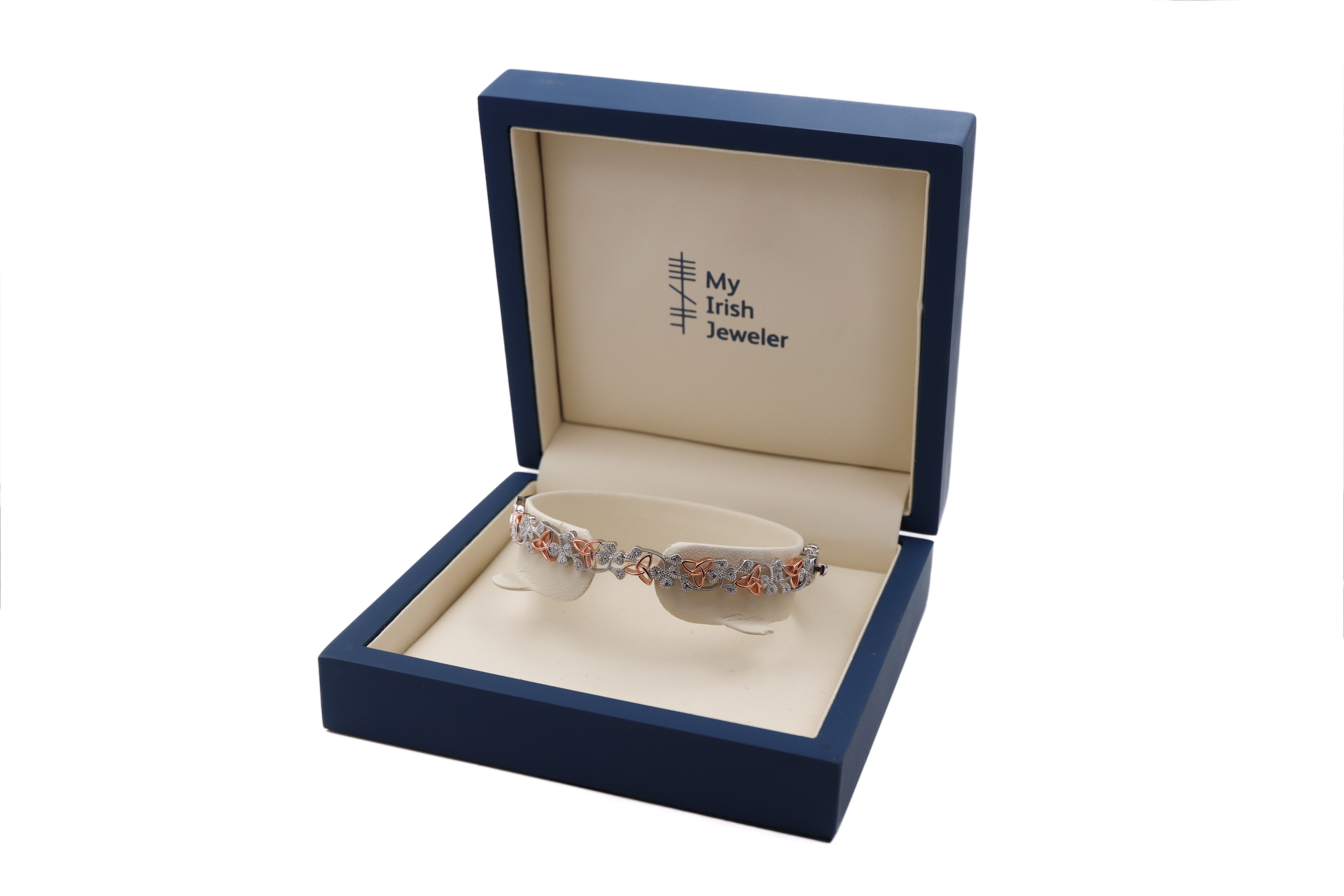 Striking Sterling Silver Trinity Knot & Shamrock Bangle For Women. In Luxury Packaging.