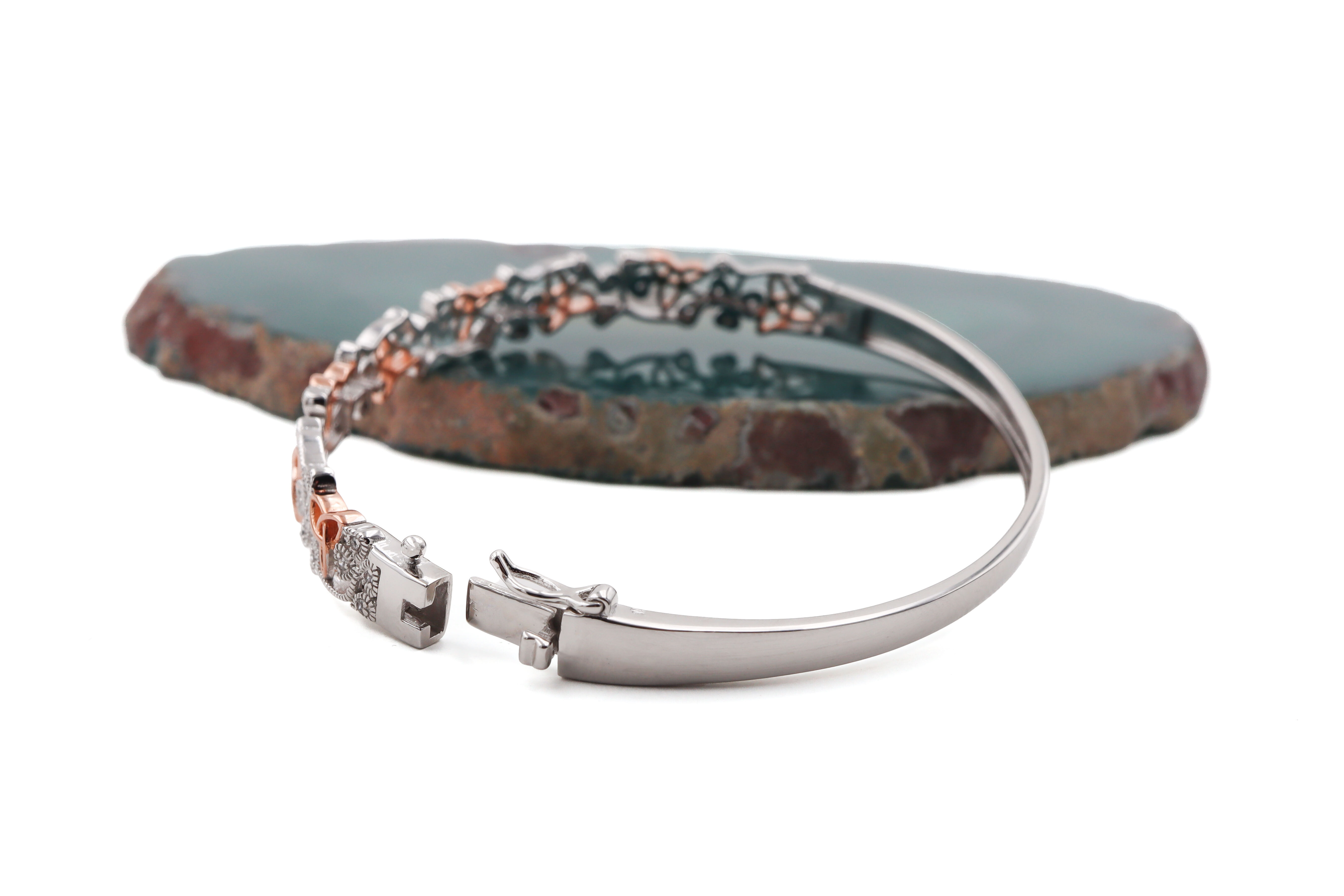 Womens Sterling Silver Trinity Knot & Shamrock Bangle