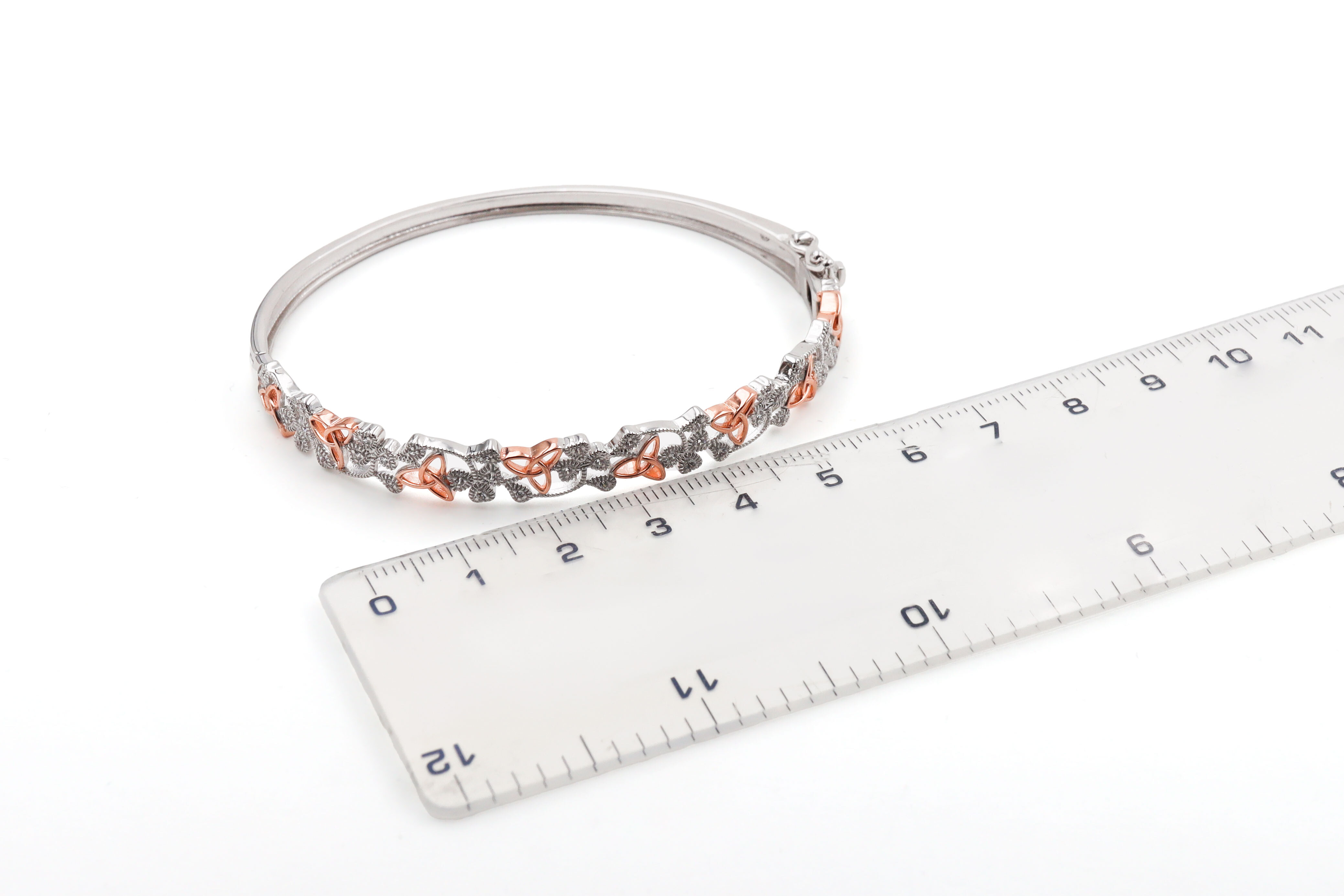 Authentic Sterling Silver Trinity Knot Bangle For Women. Picture For Scale.