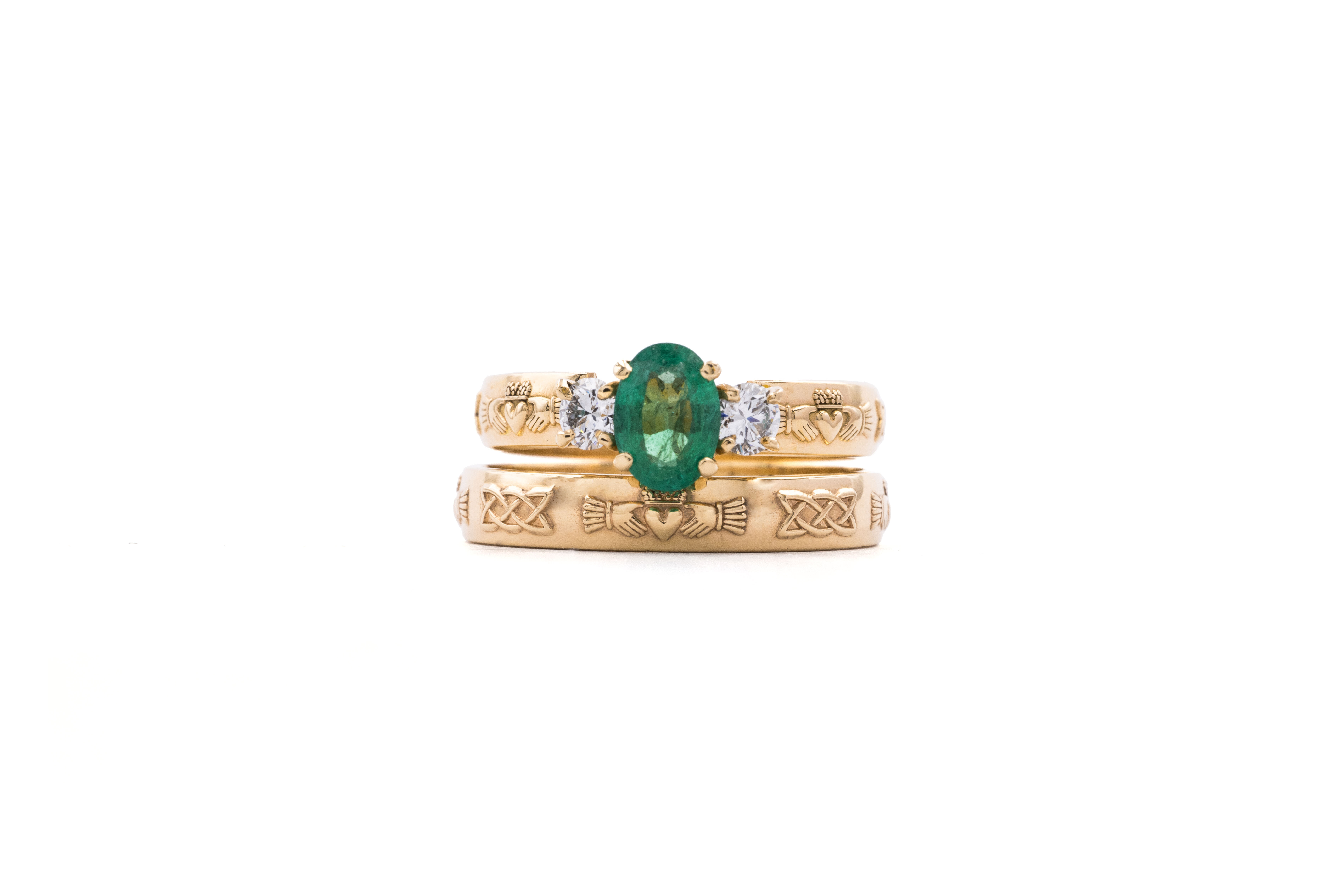 Genuine Yellow Gold Claddagh & Celtic Knot 4.0mm Ring For Women