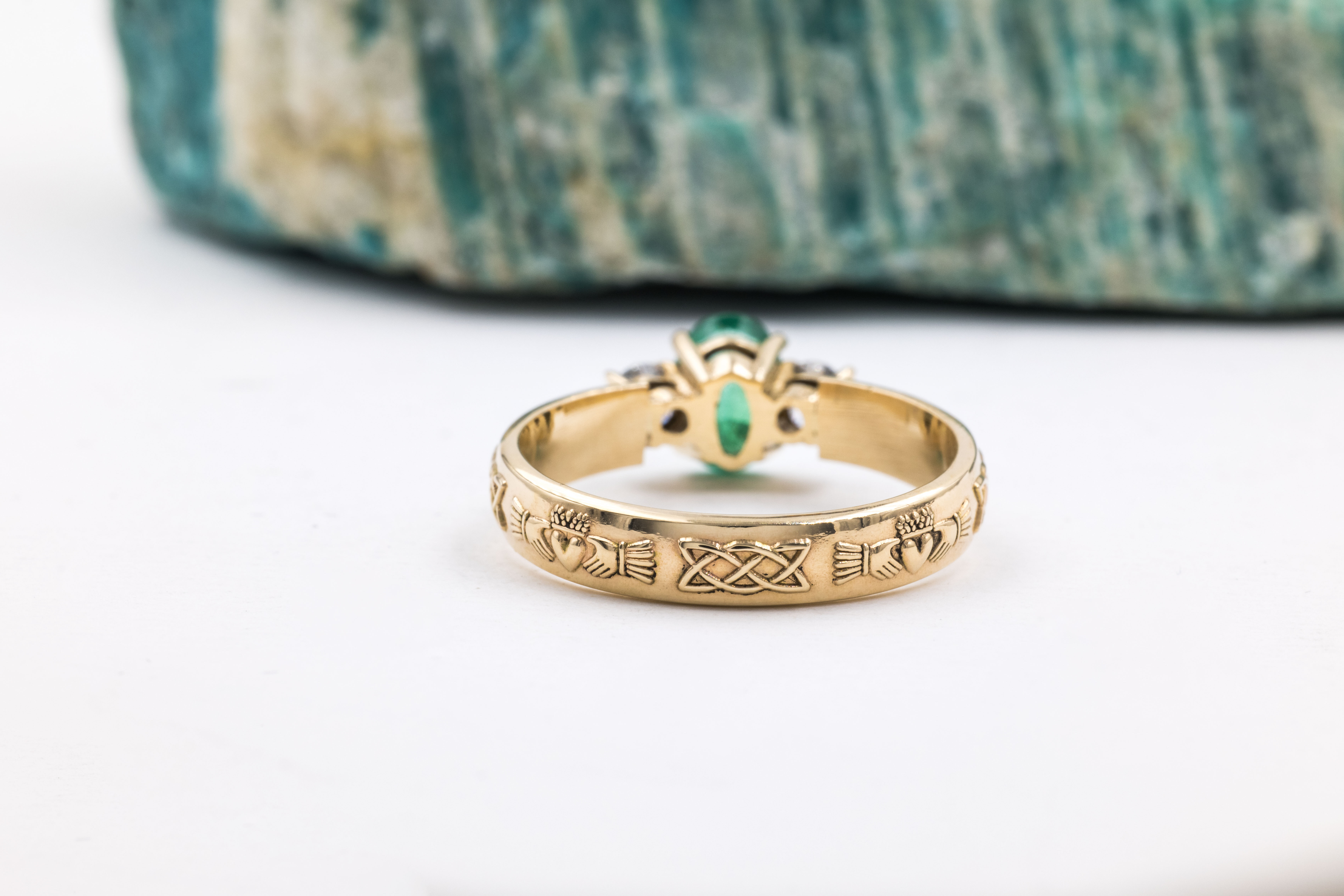 Irish 14K Yellow Gold Claddagh Engagement Ring For Women