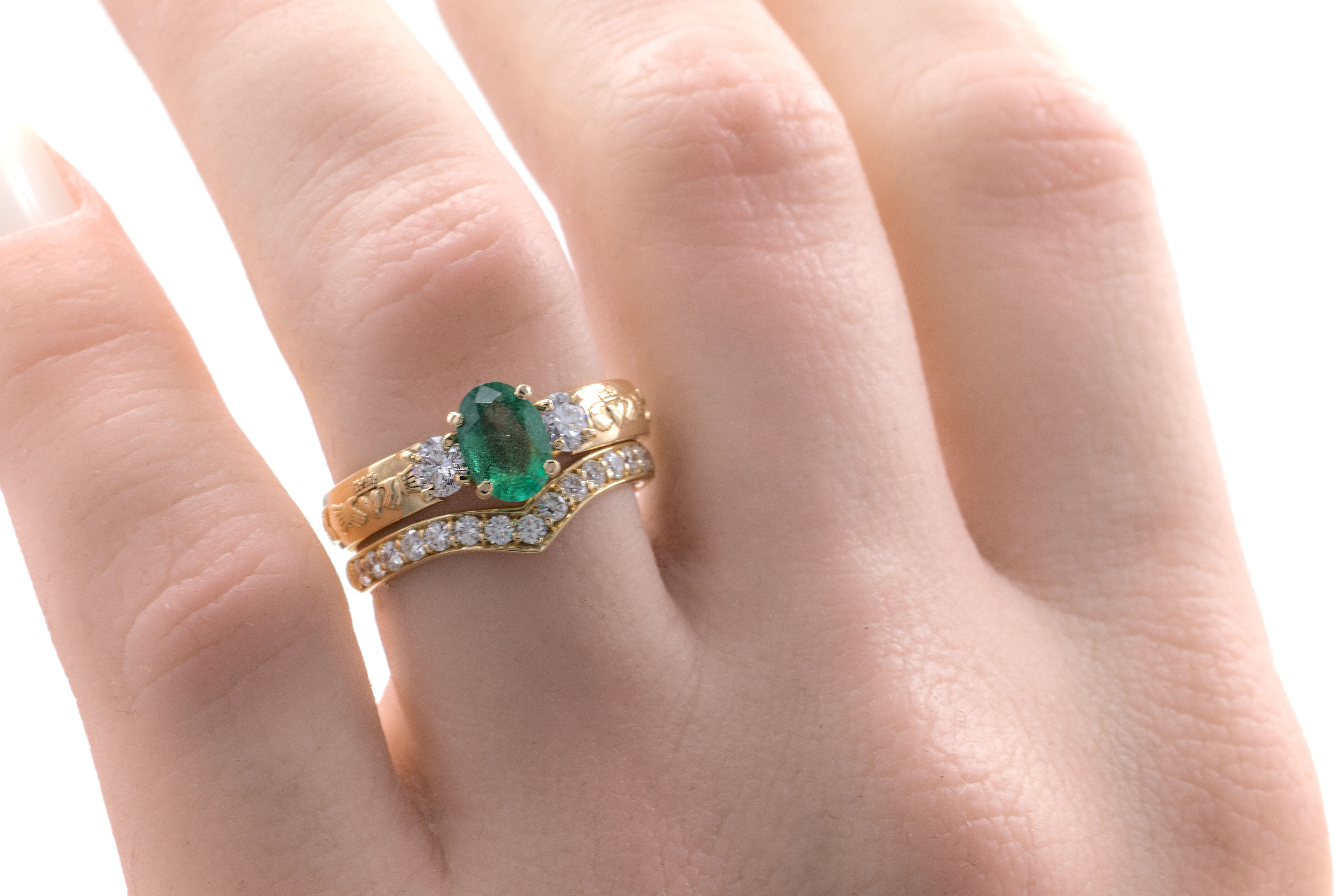 Womens Claddagh & Celtic Knot Engagement Ring in Real 14K Yellow Gold