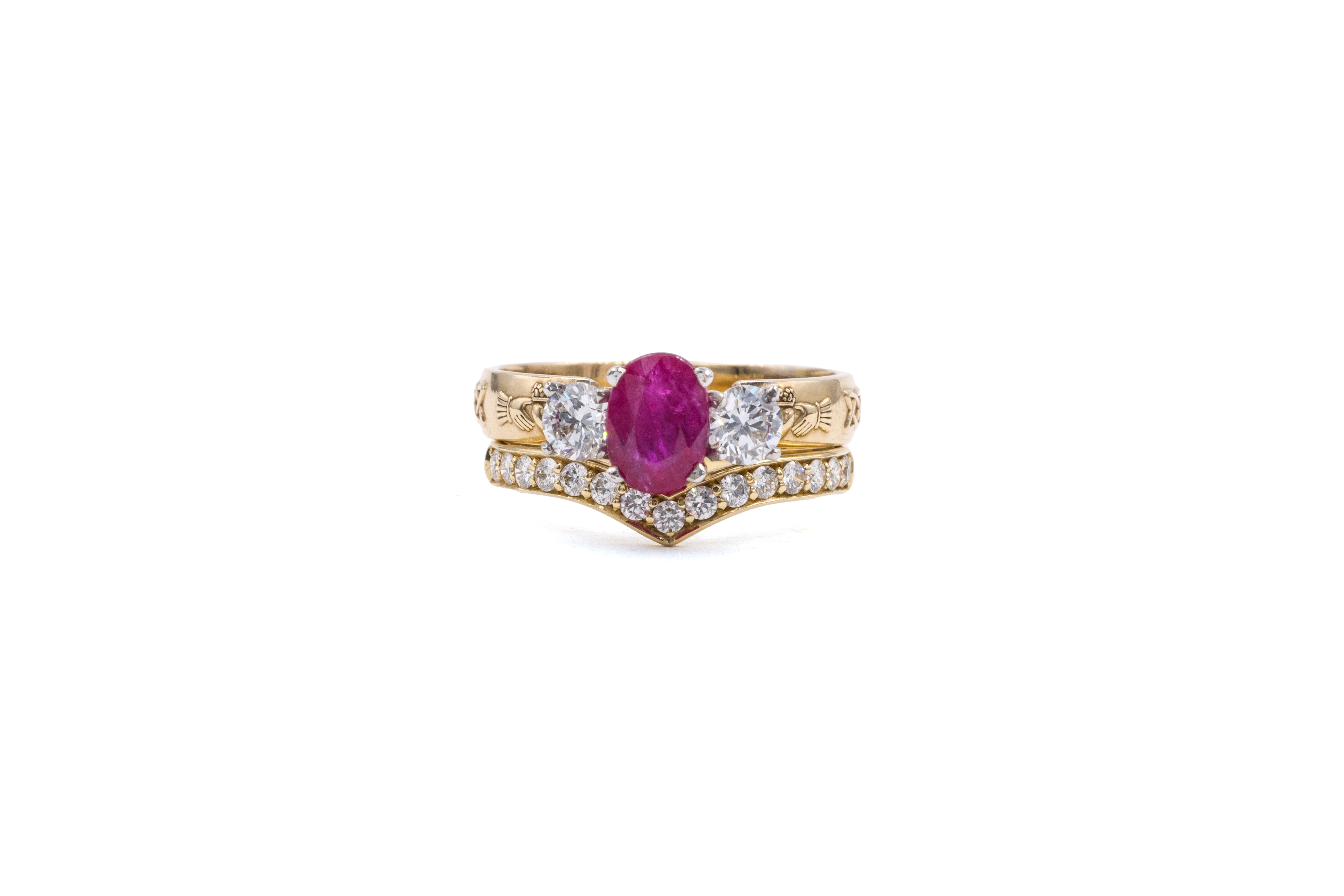 Authentic Yellow Gold Claddagh & Celtic Knot 0.75ct Natural Ruby Engagement Ring For Women With a Polished Finish
