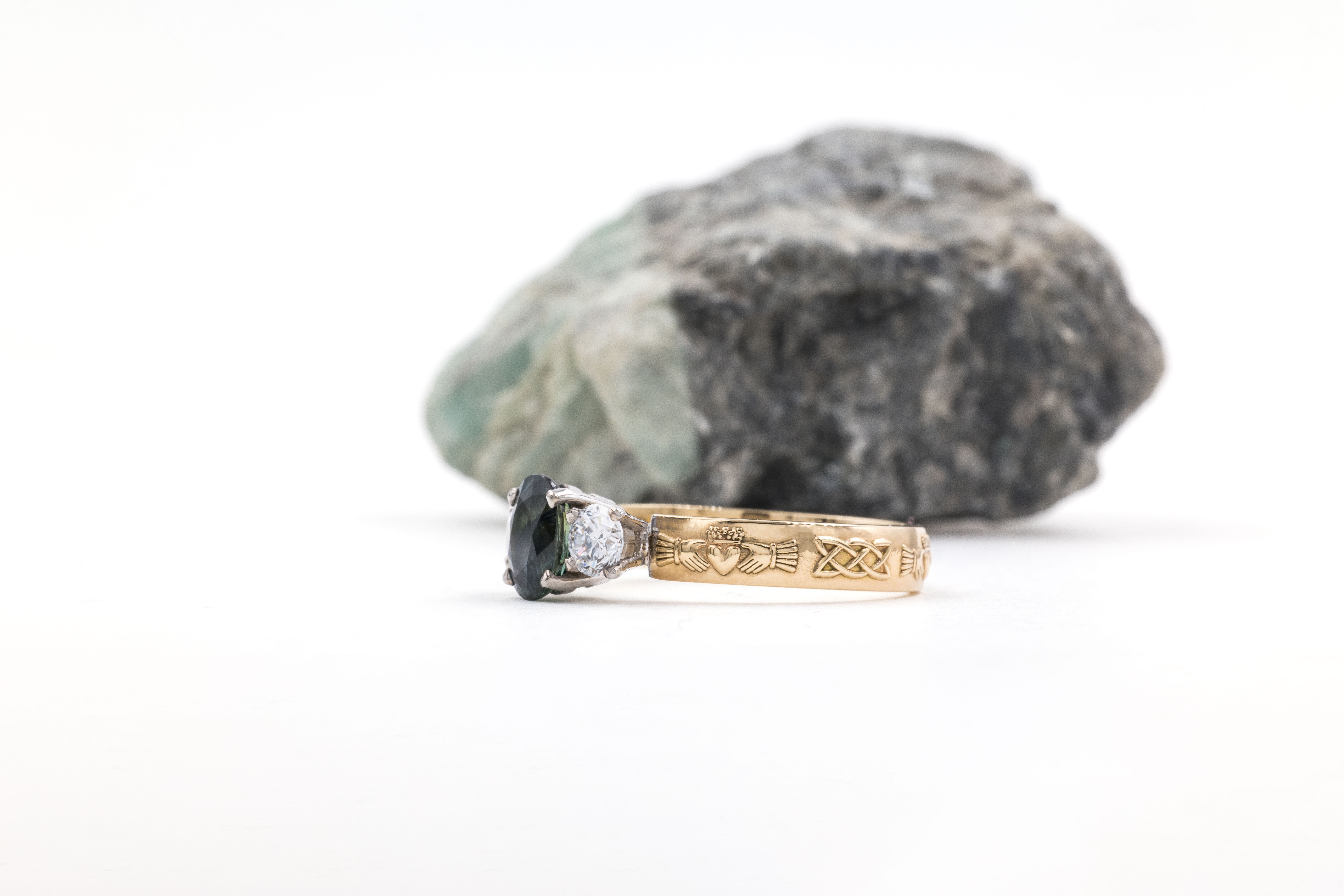 Luxurious Yellow Gold Claddagh & Celtic Knot Engagement Ring For Women With a Polished Finish