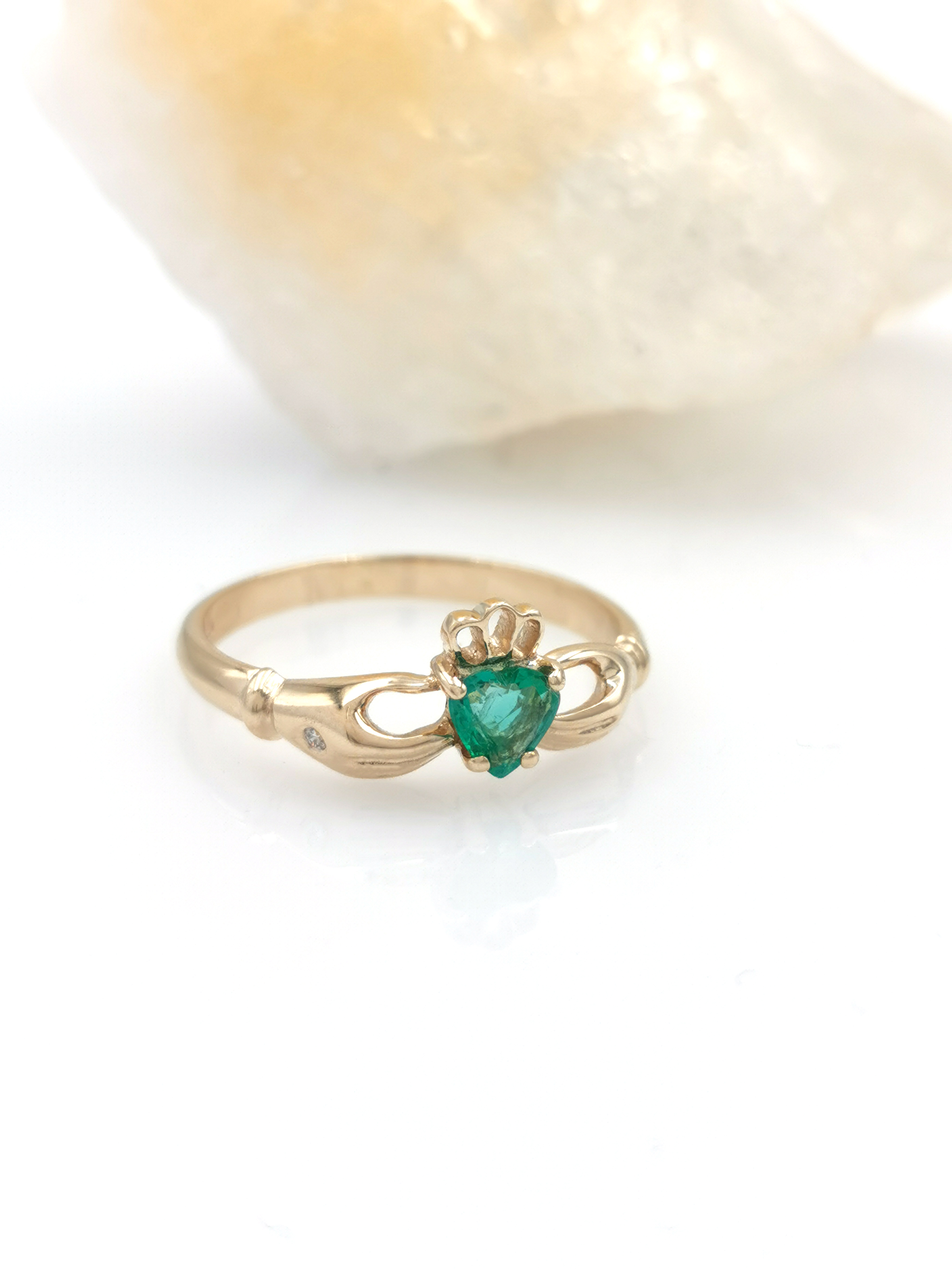 Real Yellow Gold Claddagh Engagement Ring For Women