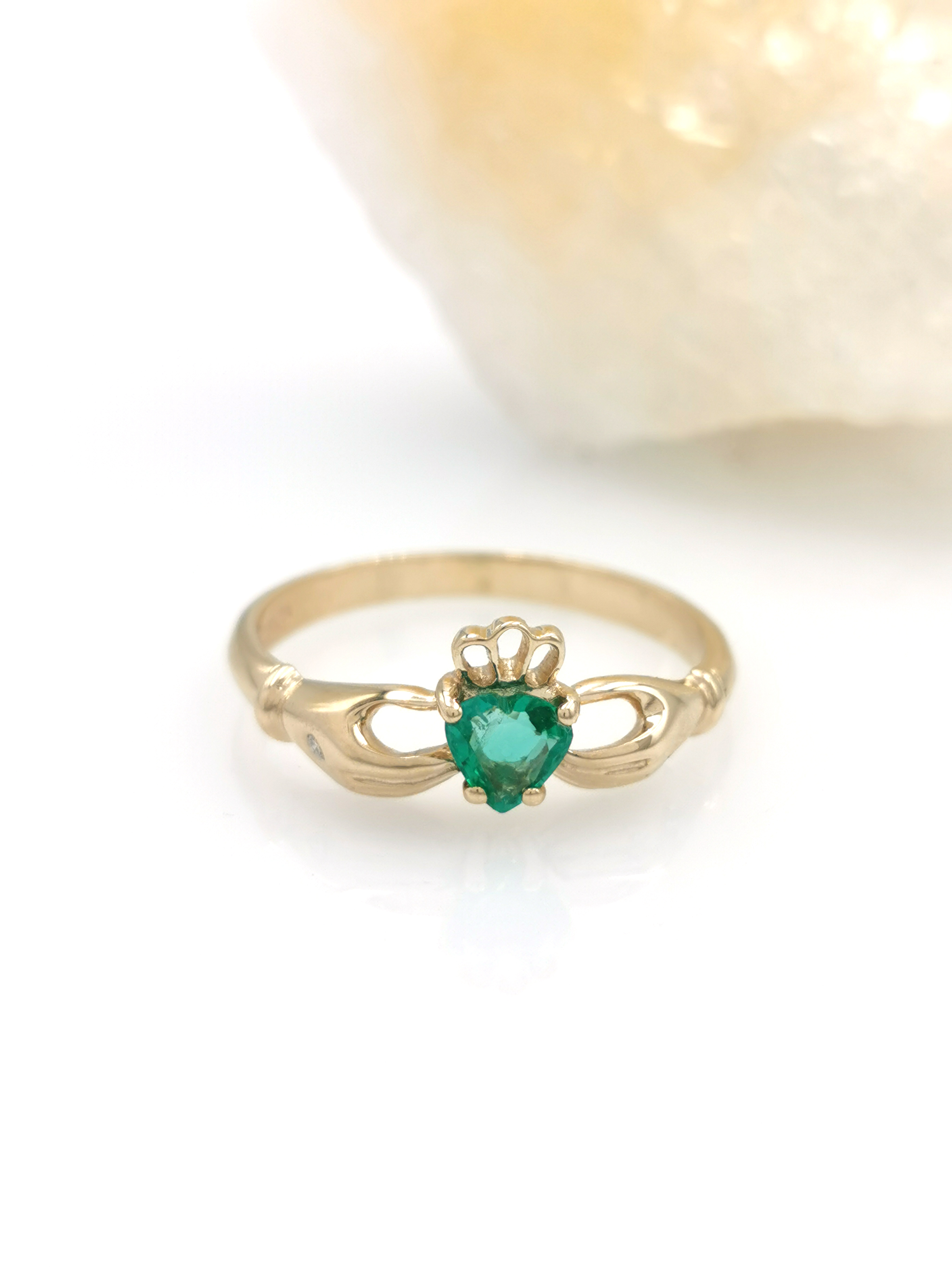 Authentic Yellow Gold Claddagh Engagement Ring For Women