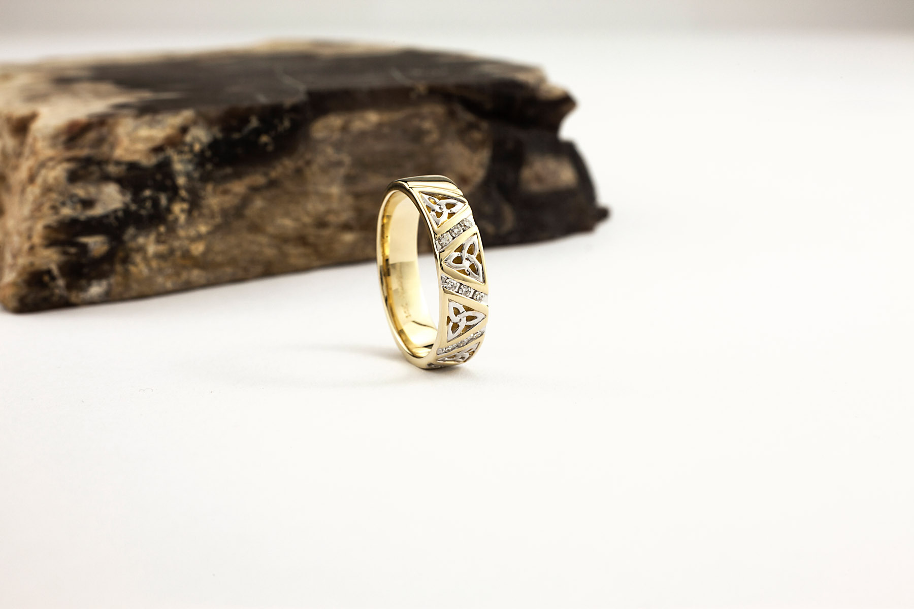 14K Gold Diamond Set Trinity Knot Wedding Band,… | My Irish Jeweler